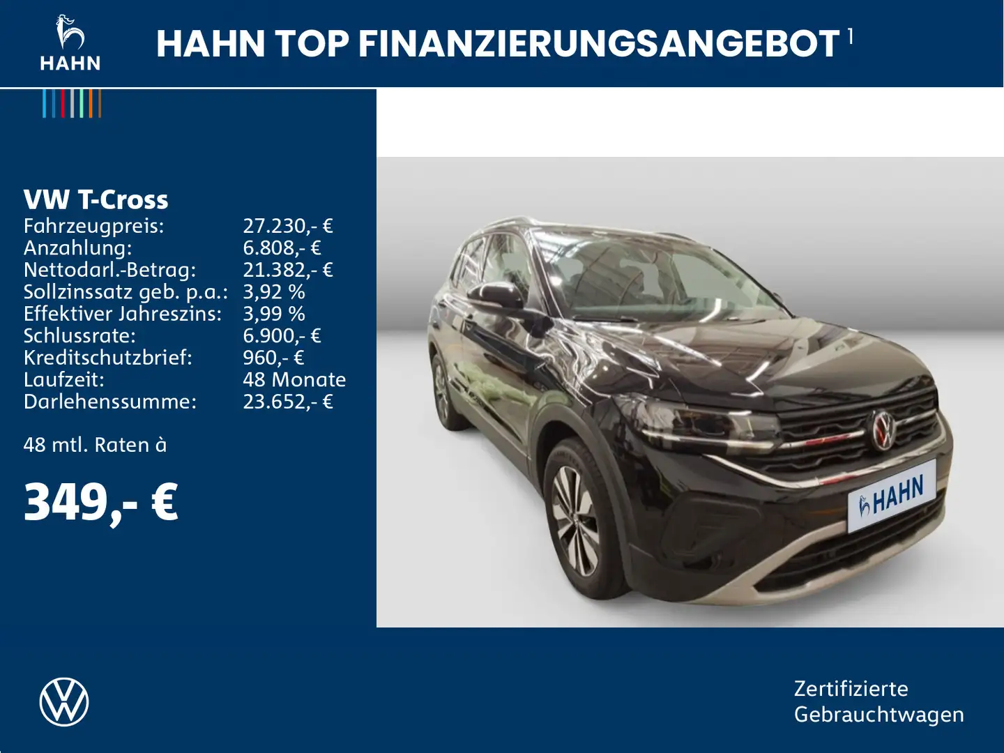 Volkswagen T-Cross 1.5TSI DSG Goal Beats AHK PDC Navi-Vorb. Schwarz - 2