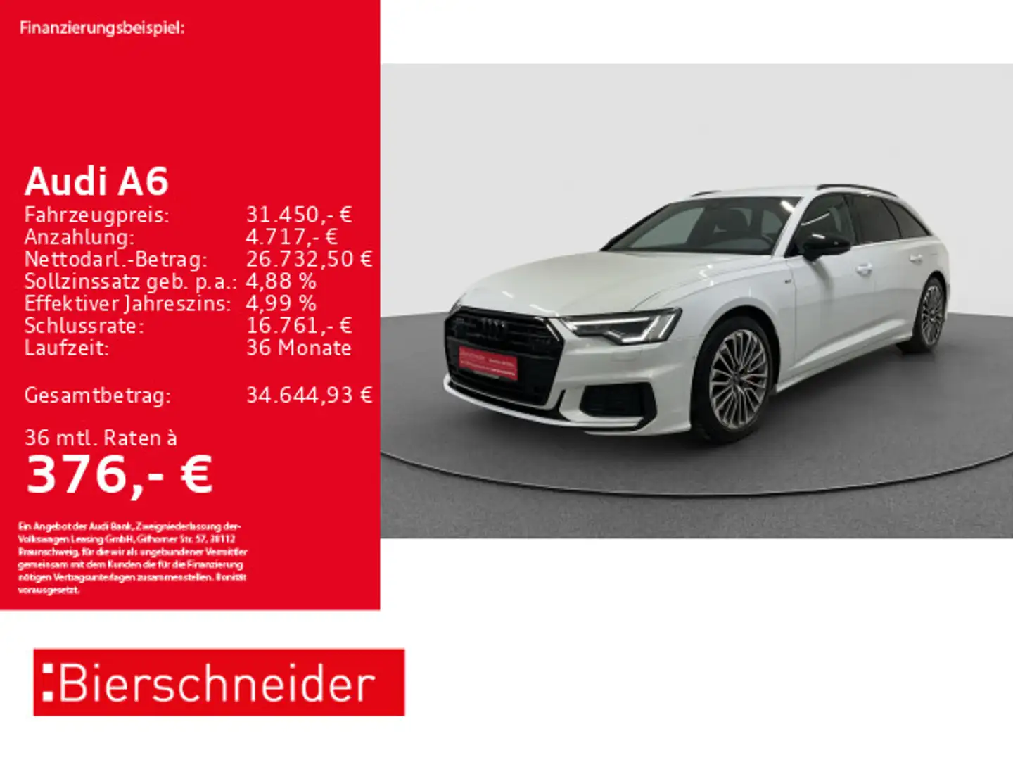 Audi A6 Av 55 TFSIe qu S-Line Black ACC MATRIX B&O Weiß - 1
