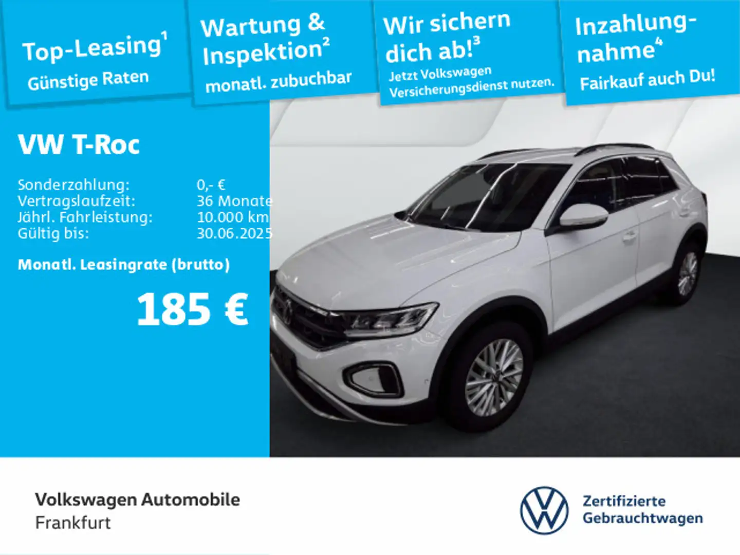 Volkswagen T-Roc 1.0 TSI Life Navi LED DAB+ FrontAssist Weiß - 1
