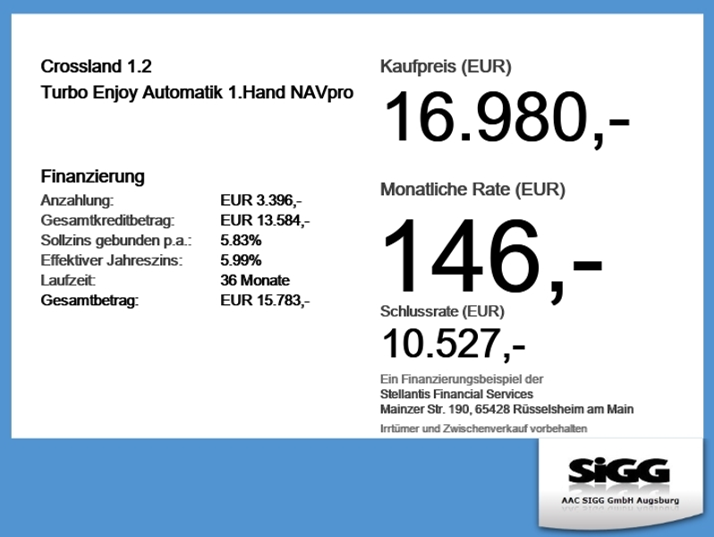 Opel Crossland 1.2 Turbo Enjoy Automatik 1.Hand NAVpro