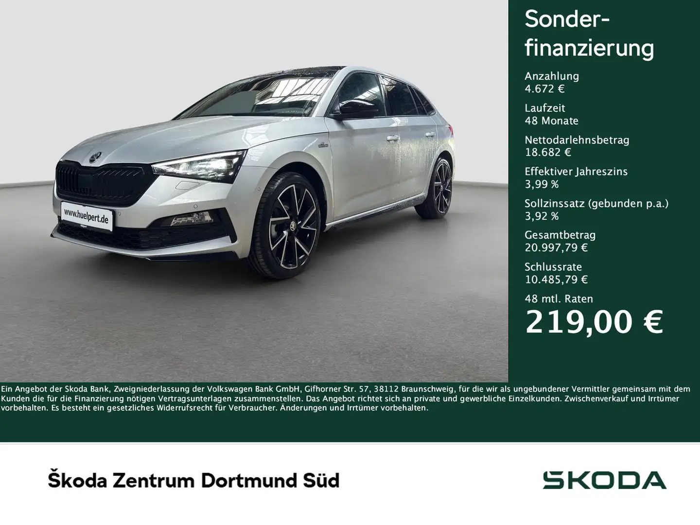 Skoda Scala 1.5 MONTE CARLO PANO CAM ACC LM18 NAVI Silber - 1