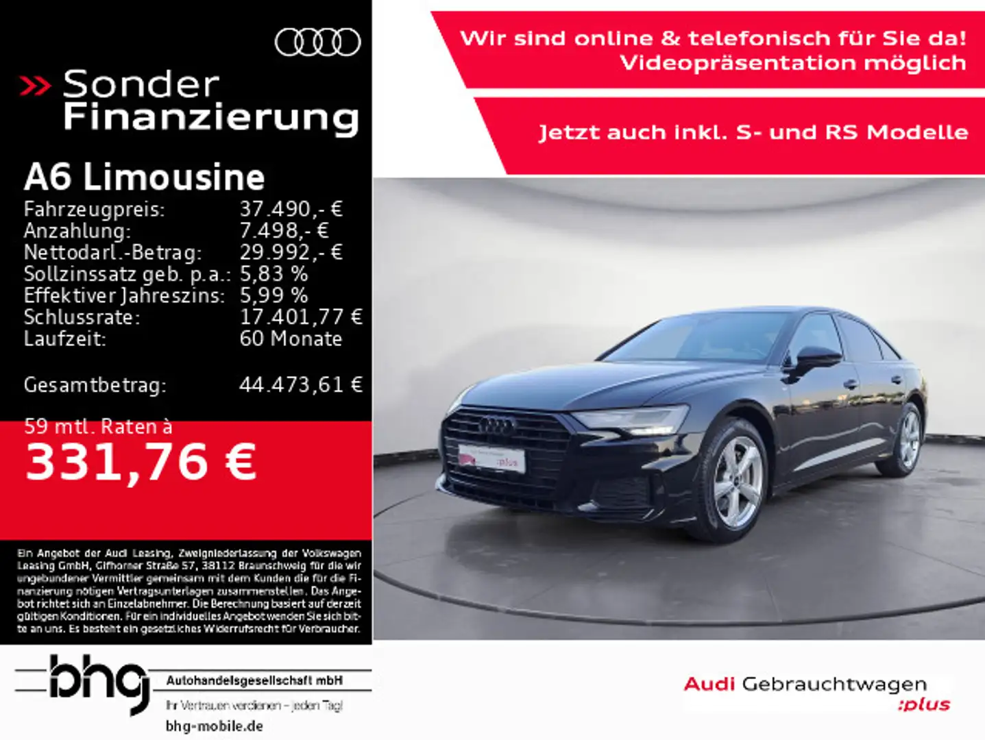 Audi A6 45 TFSI S-tronic advanced Sportsitz Schwarz - 1
