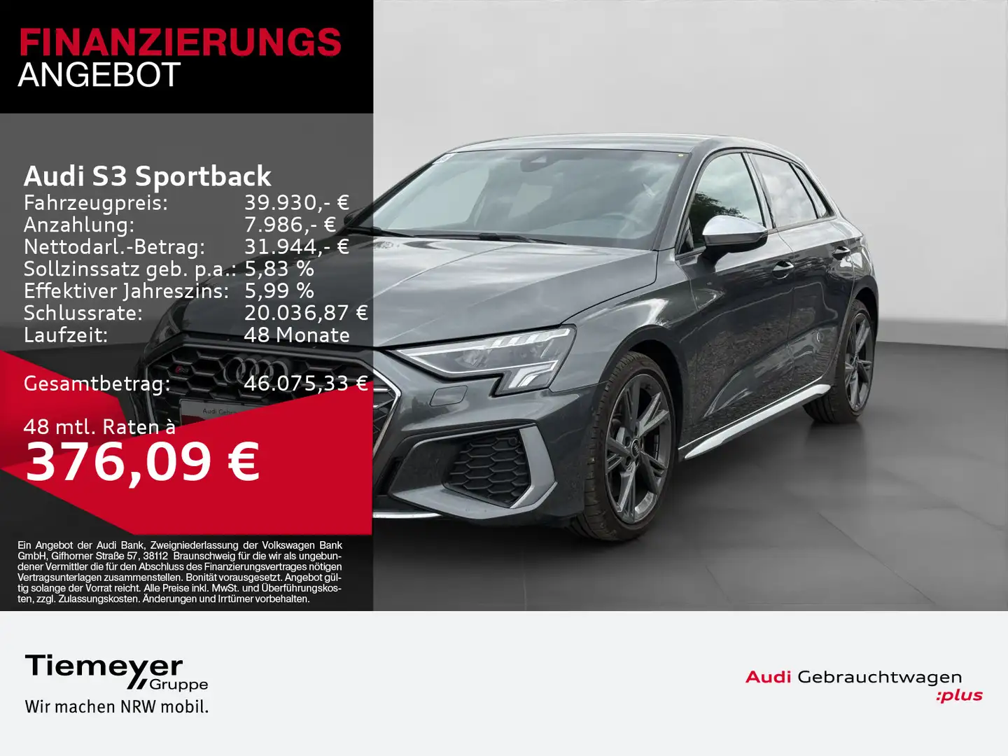 Audi S3 TFSI Q BuO PRIVACY LM18 Grau - 1