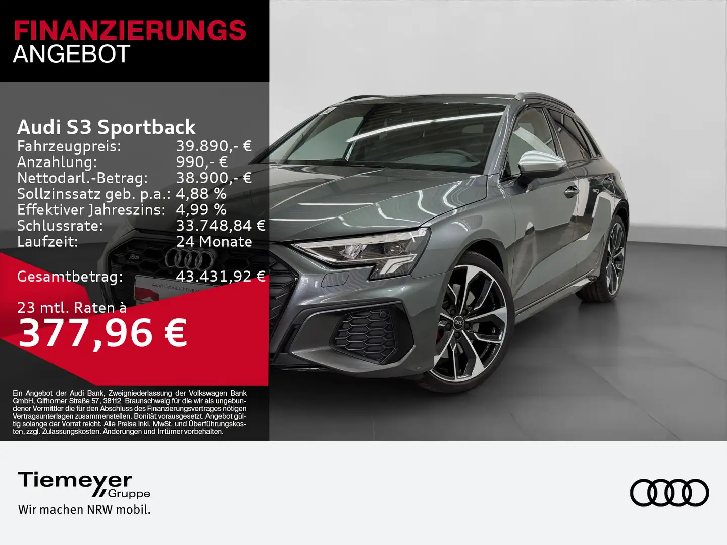 Audi S3 2.0 TFSI Q KAMERA BuO ACC LM19 Grau - 1