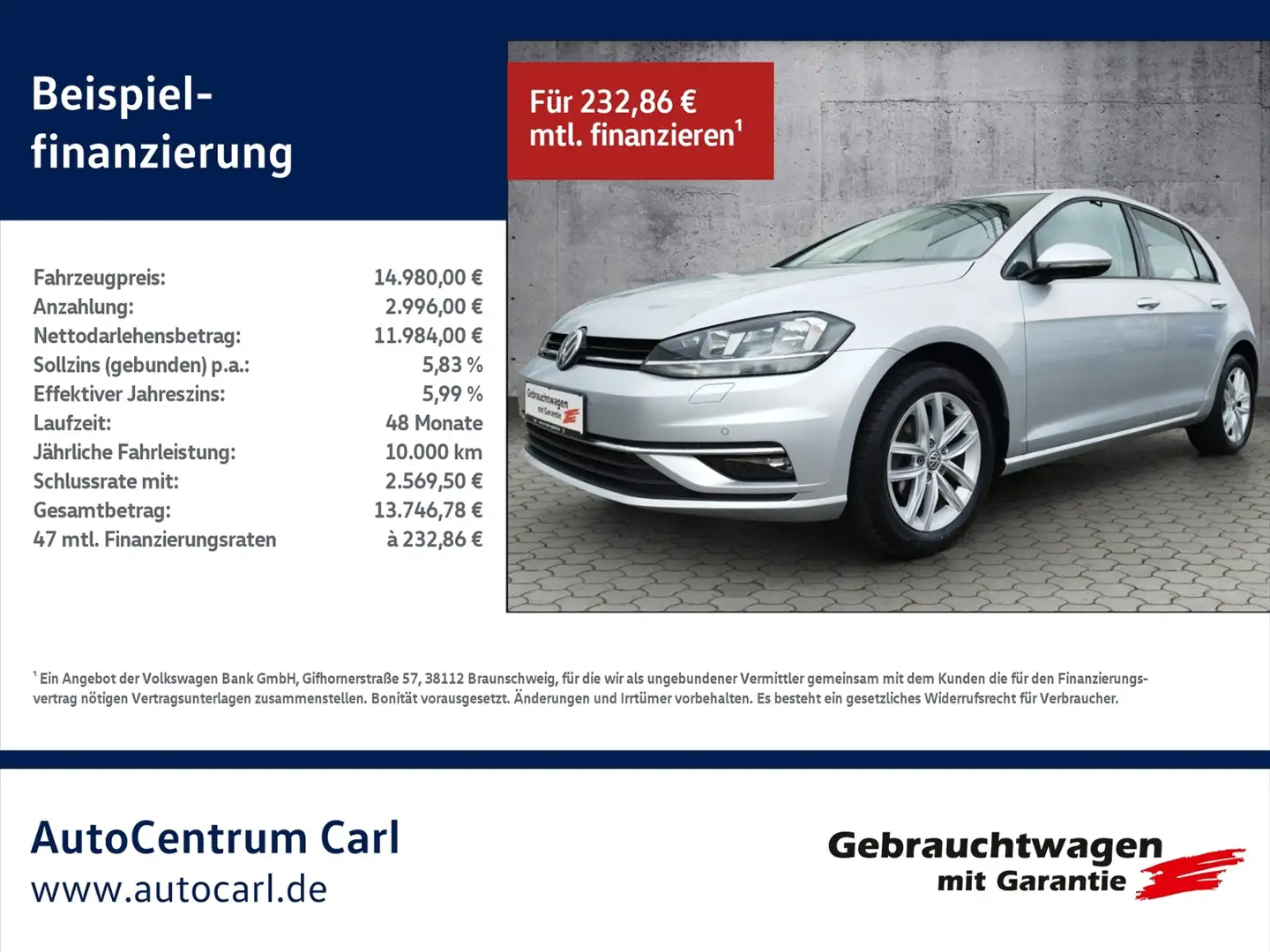 Volkswagen Golf VII Comfortline 1.0TSI SHZ PDC KLIMA ALU Silber - 1