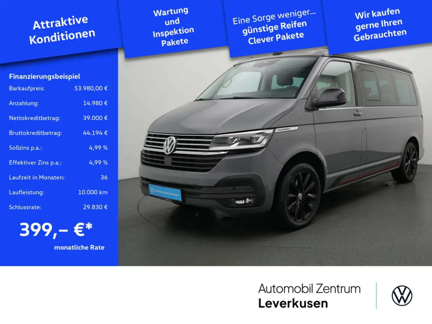 Volkswagen T6.1 California Beach AHK ACC STANDHZ SHZ Grau - 1