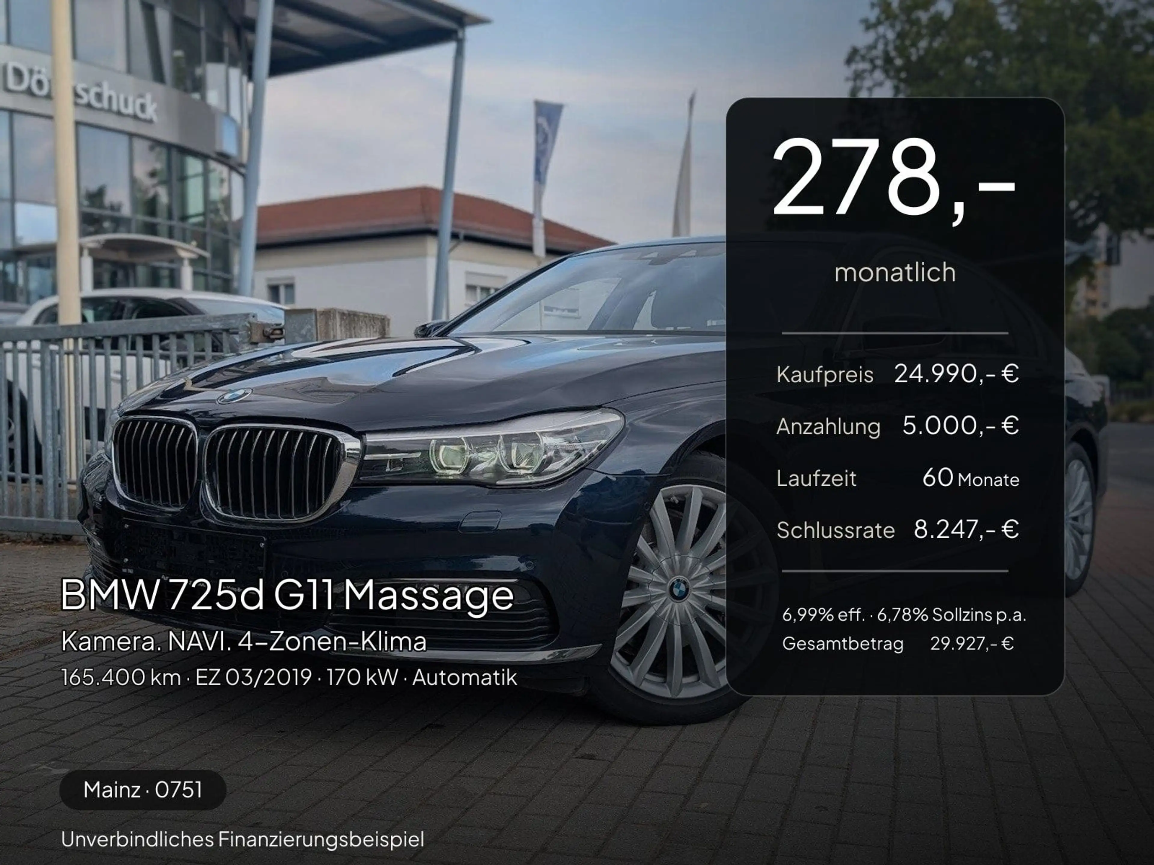 BMW 725 d G11 Massage. Kamera. NAVI. 4-Zonen-Klima — photo 2