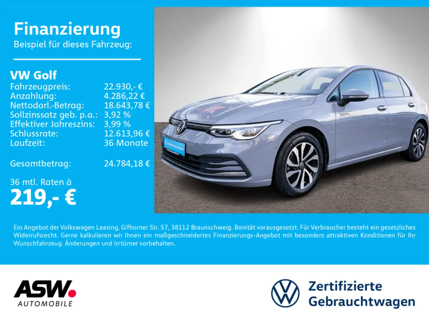 Volkswagen Golf Active 1,5 TSI LED NAVI HUD RFK ACC PDC SHZ Grau - 1