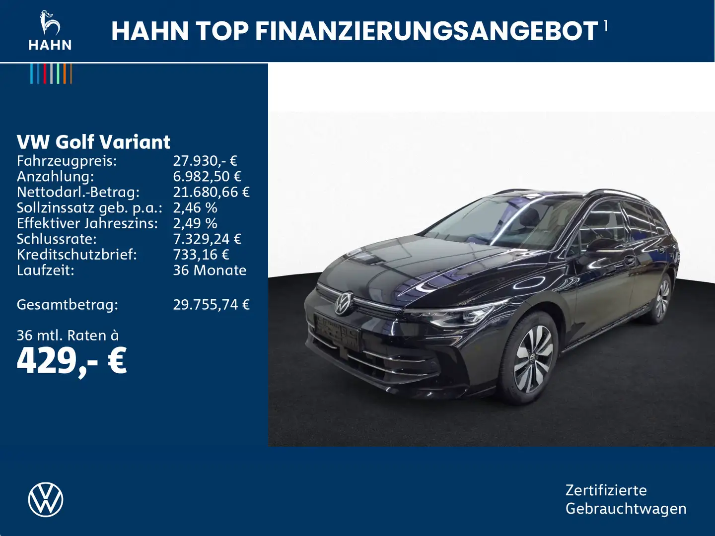 Volkswagen Golf Variant Golf VIII Variant 1.5TSI Goal LED AHK ACC Navi Schwarz - 2