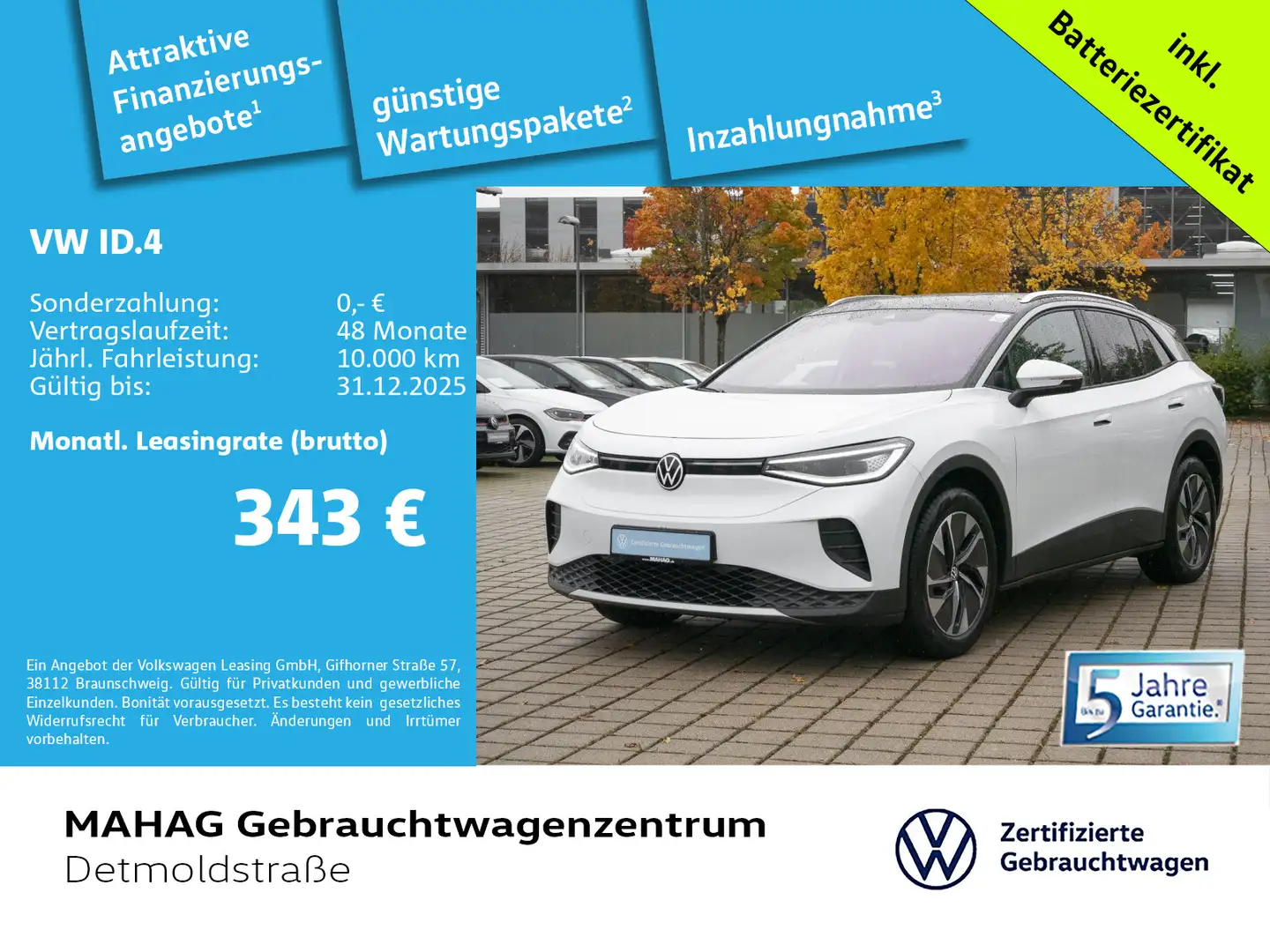 Volkswagen ID.4 Pure 125kW WärmePu NaviPro IQ.LIGHT AHK ACC Weiß - 1