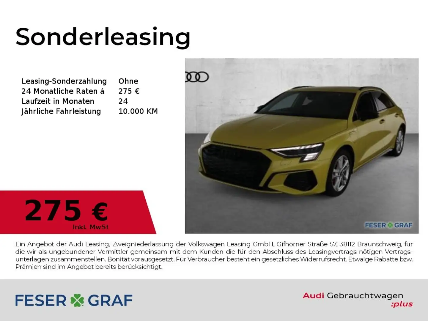 Audi A3 45 TFSI e S line Ext/Matrix/HuD/Design Sel/18 Zoll Gelb - 1