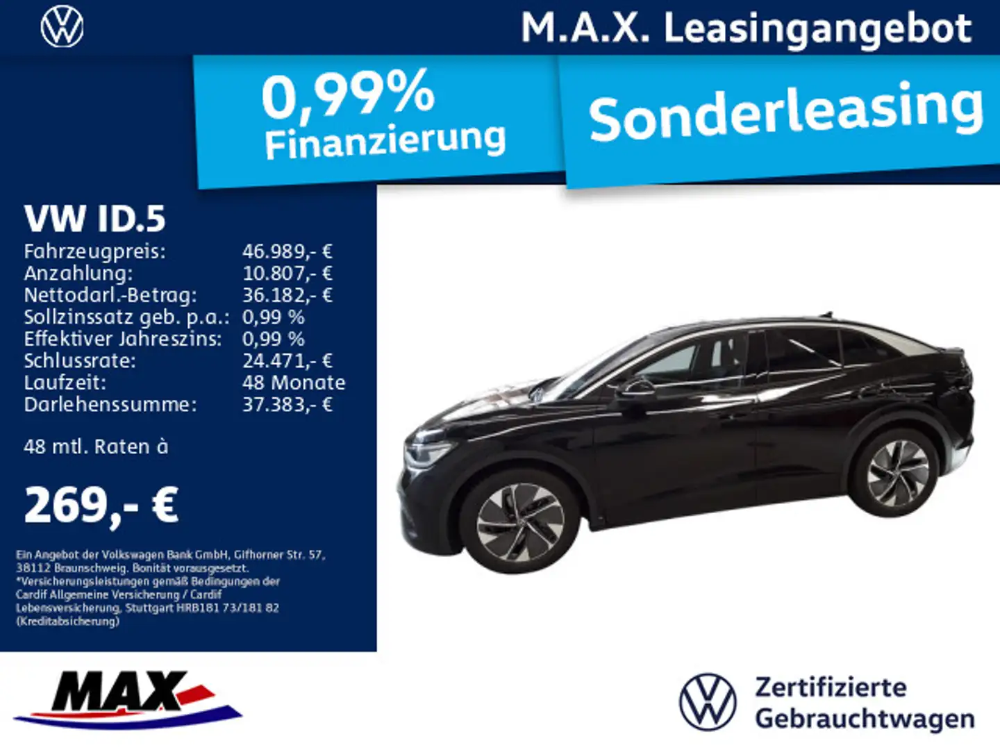 Volkswagen ID.5 PRO PERFORMANCE MATRX+PANO+KAMERA+ERGOACTIV Schwarz - 1