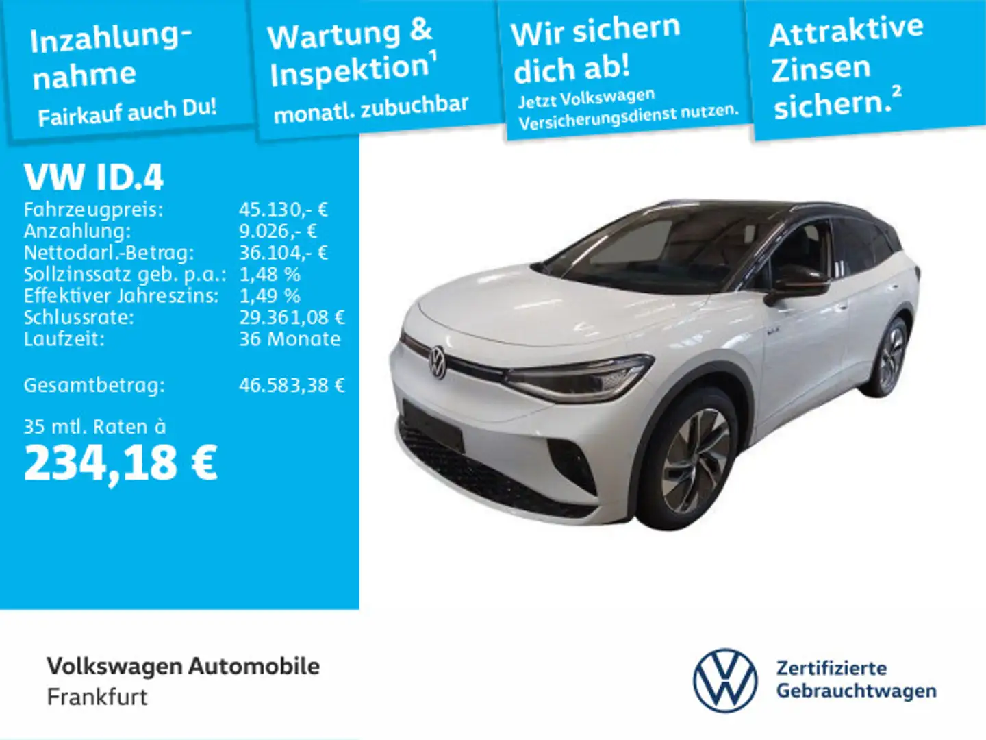 Volkswagen ID.4 GTX 4Motion Navi AHK IQ.Light FrontAssist A Weiß - 1