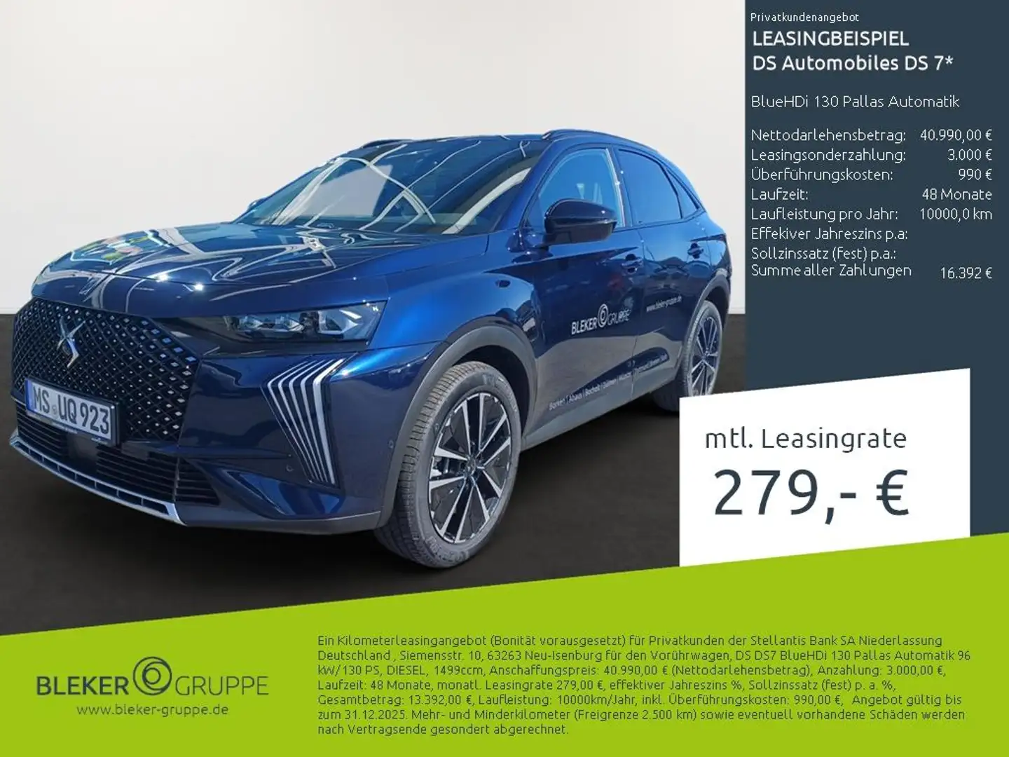 DS Automobiles DS 7 BlueHDi 130 Pallas Automatik Bleu - 1