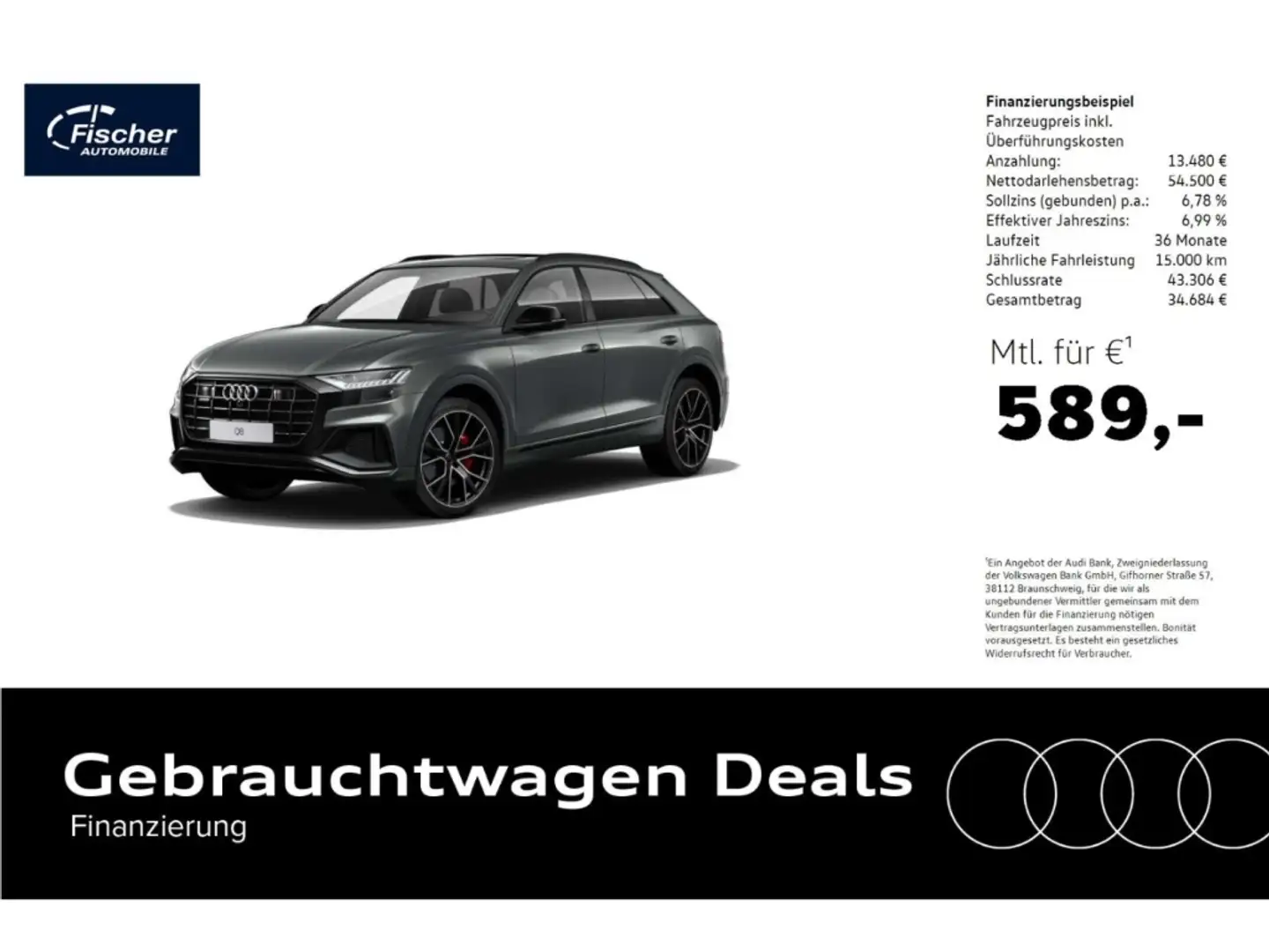 Audi Q8 50 TDI qu. S line selection Tip. AHK/P-Dach Сірий - 1