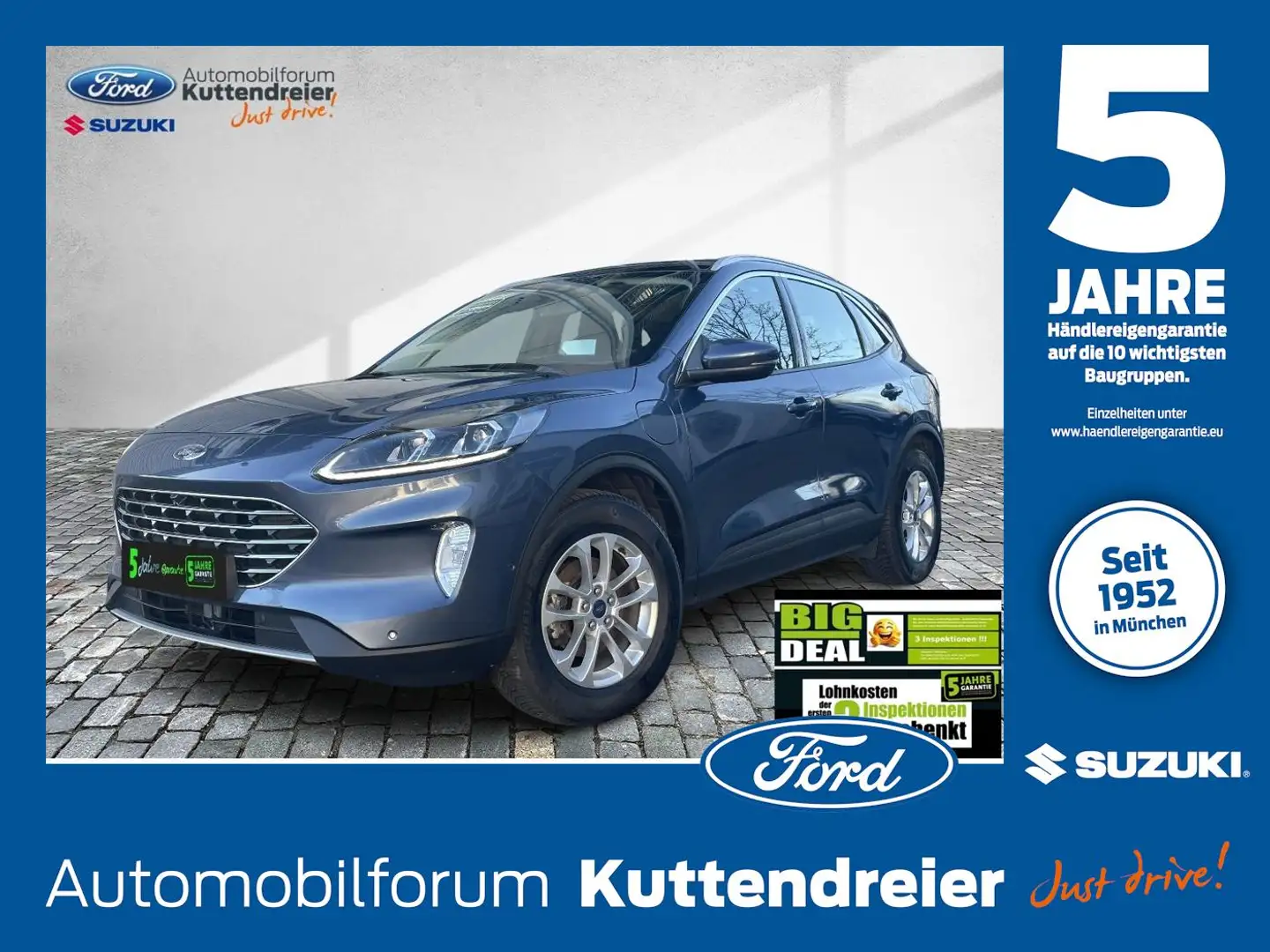 Ford Kuga PHEV Titanium Navi 2xKamera Voll-LED AHKschw Blau - 1