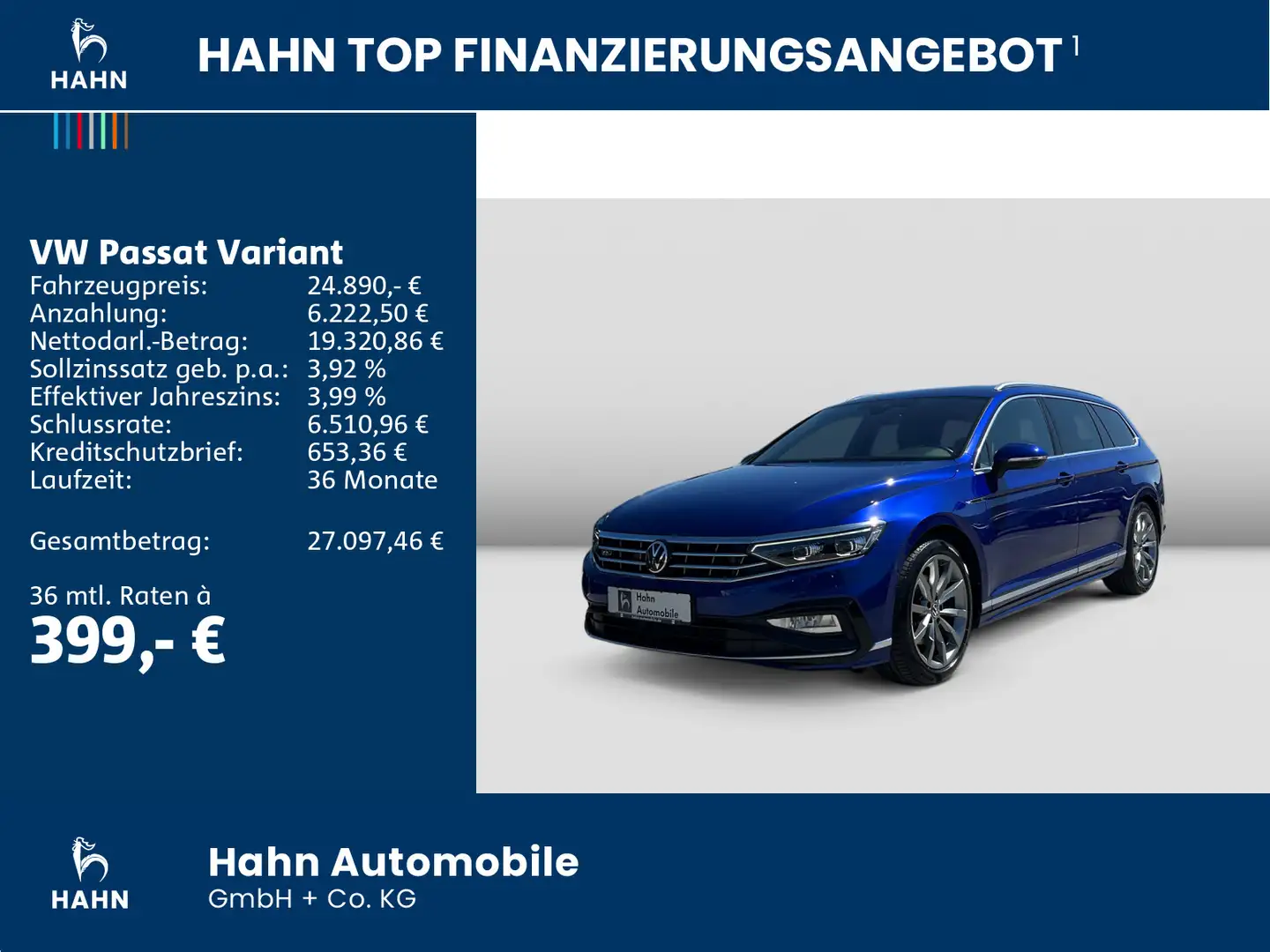 Volkswagen Passat Variant 2.0TDI DSG R-line Leder AHK Matri Blau - 2