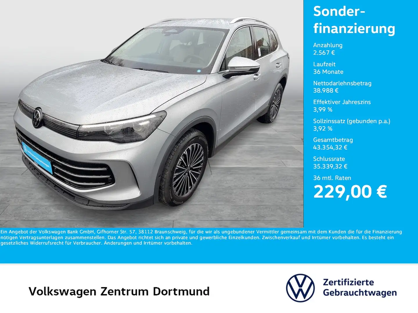 Volkswagen Tiguan 2.0 ELEGANCE 4X4 NEUESMODELL AHK CAM LM18 Argent - 1