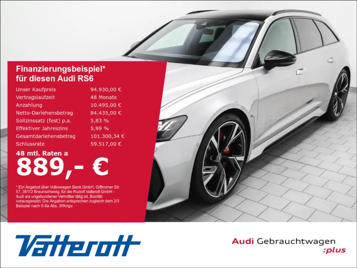Audi RS6 Avant 4.0 TFSI B&O Pano Laser HUD Silber - 1