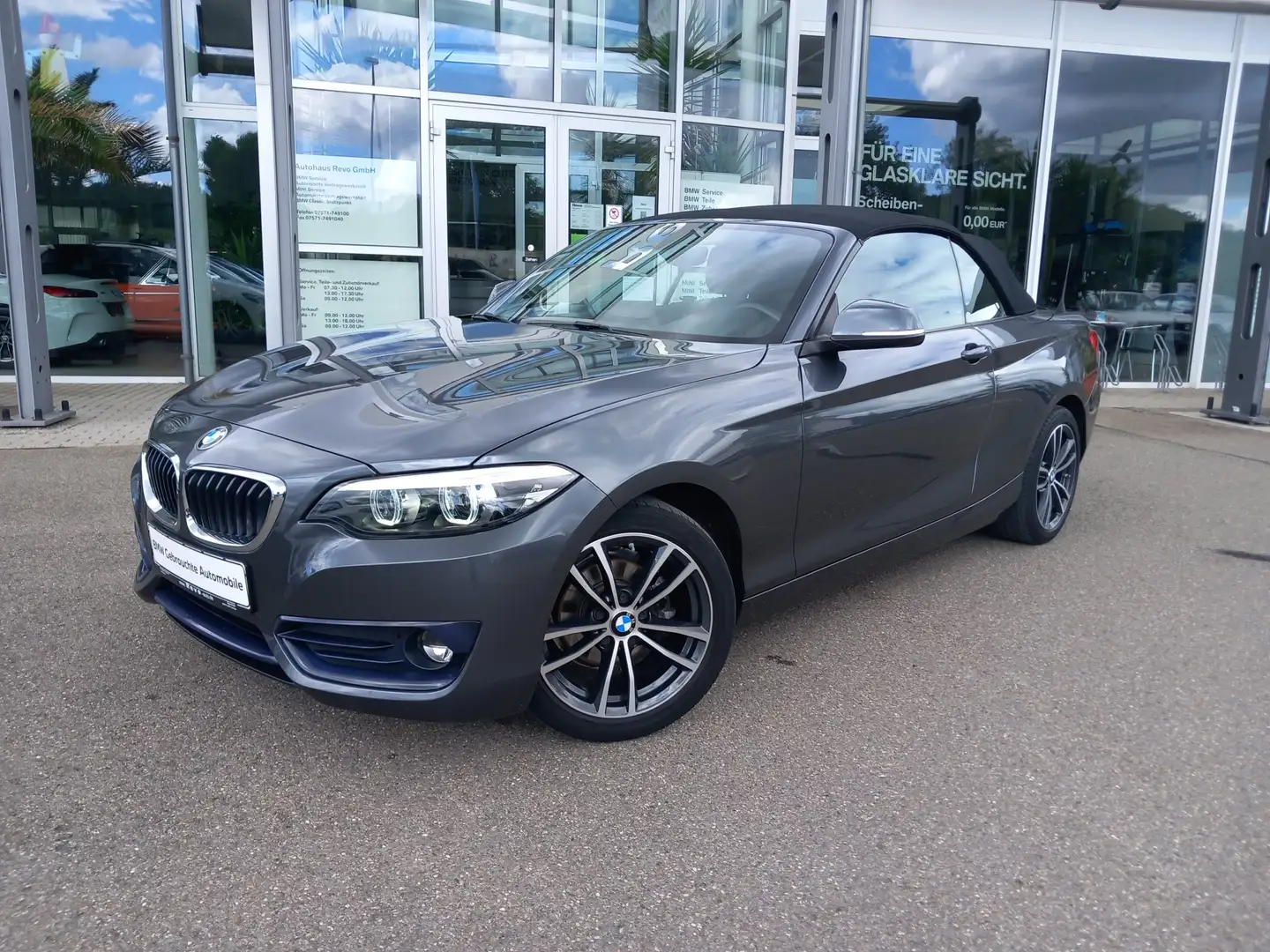 BMW 218 i Cabrio SportLine Leder Navi RFK Tempo PDC Gris - 2