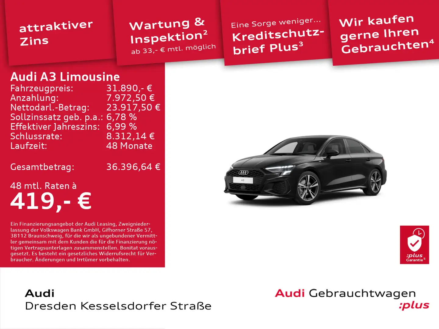 Audi A3 S line 35 TFSI 110(150) kW(PS) Scha Schwarz - 1