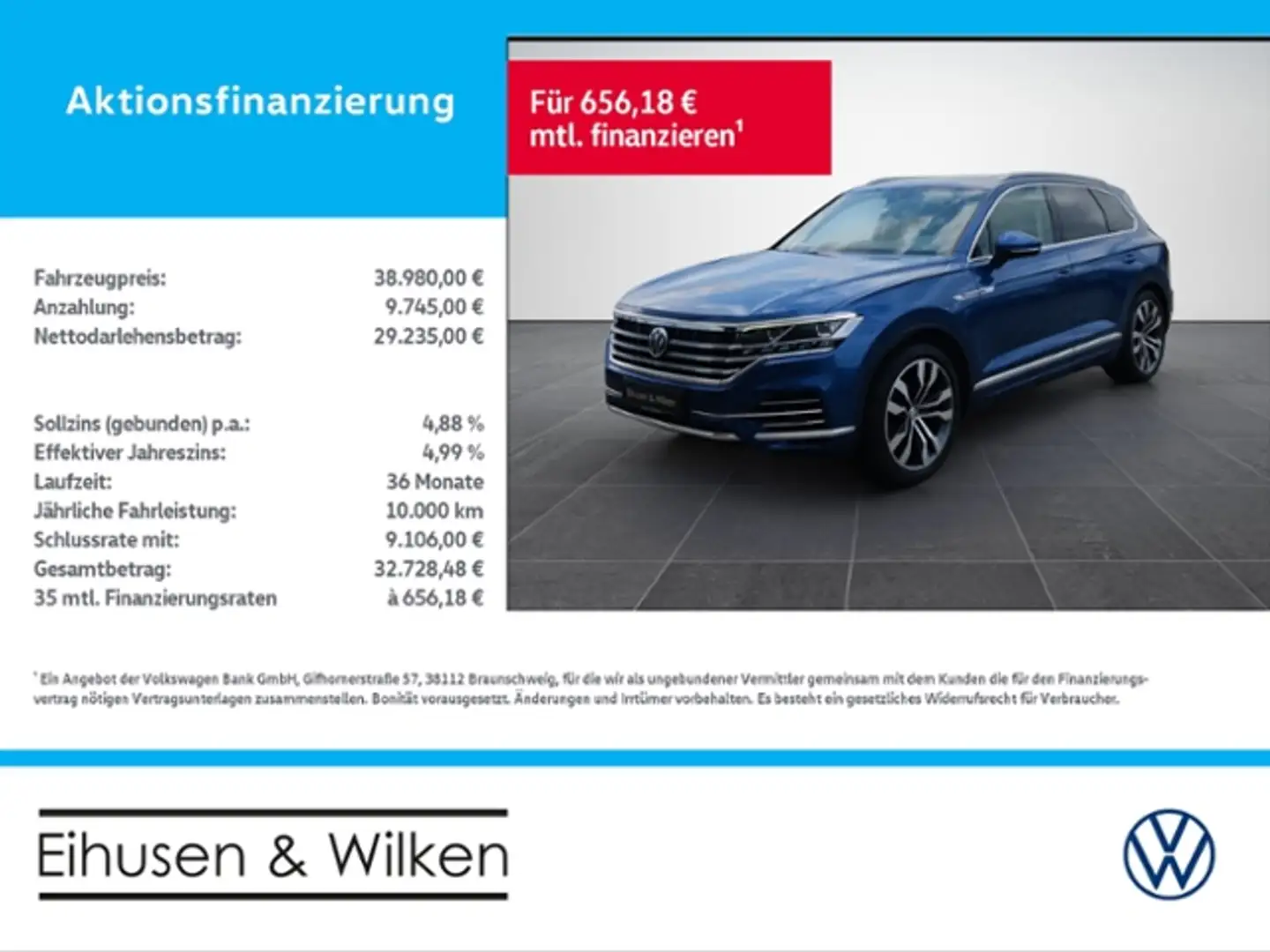 Volkswagen Touareg 3.0+TDI+ELEGANCE+LUFT+INNOVISION+PANO+ Bleu - 1