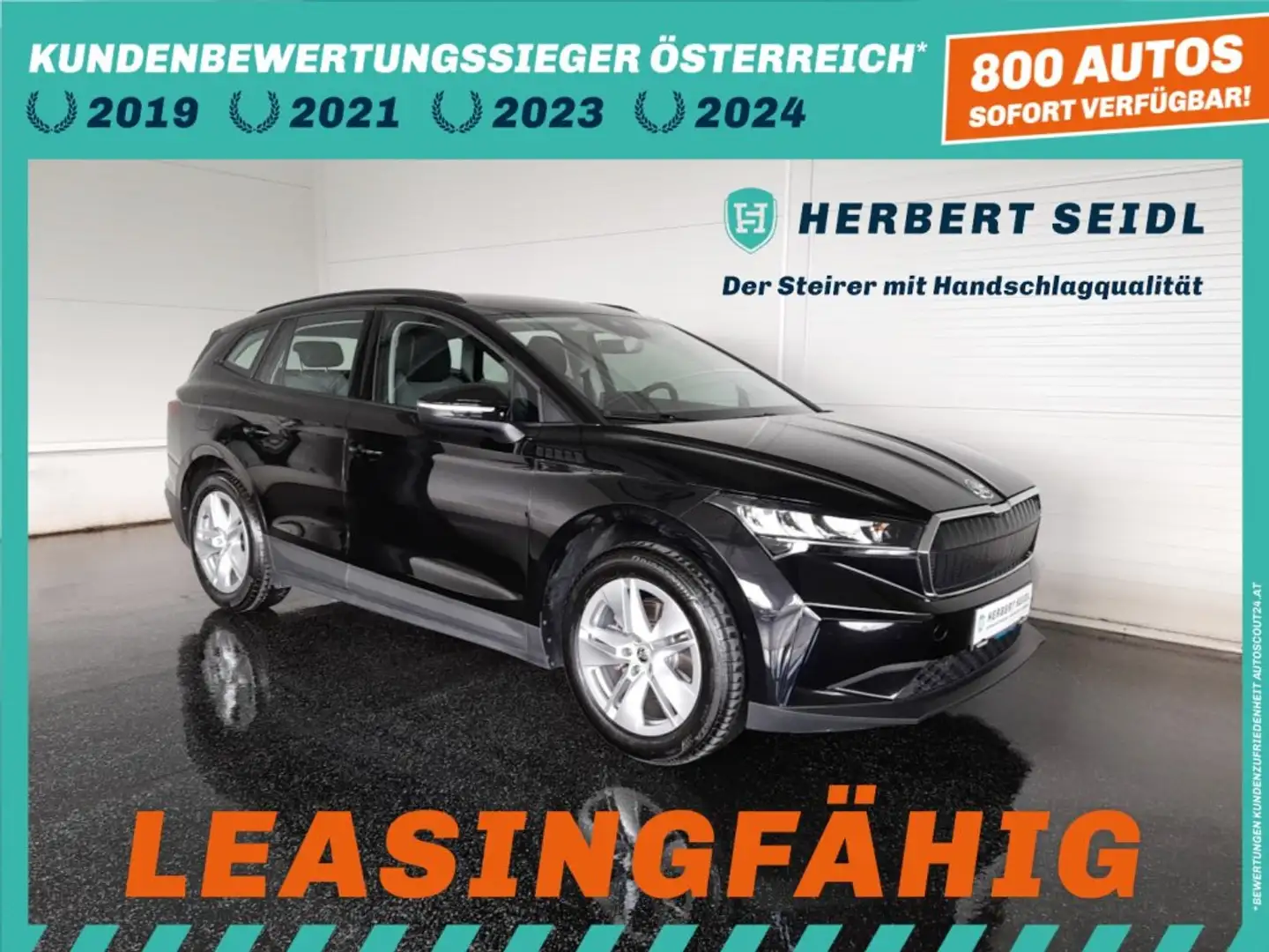Skoda Enyaq 50 iV AUT *TEILLEDER / 19 ZOLL / VOLL-LED / NAVI / KAMERA / TEMPOMAT / KEYLESS / VERKEHRSZEICHENASSIST* Schwarz - 1