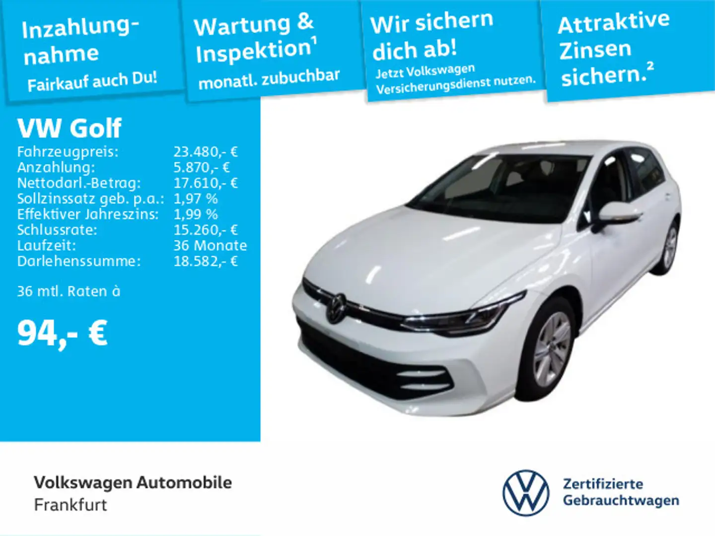 Volkswagen Golf VIII 1.5 TSI Life FrontAssist LED DAB+ Blanco - 1