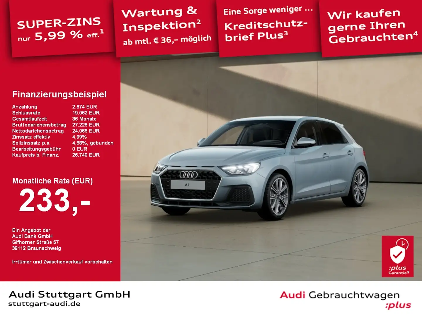 Audi A1 Sportback Advanced 30 TFSI S tronic Keyless Grau - 1