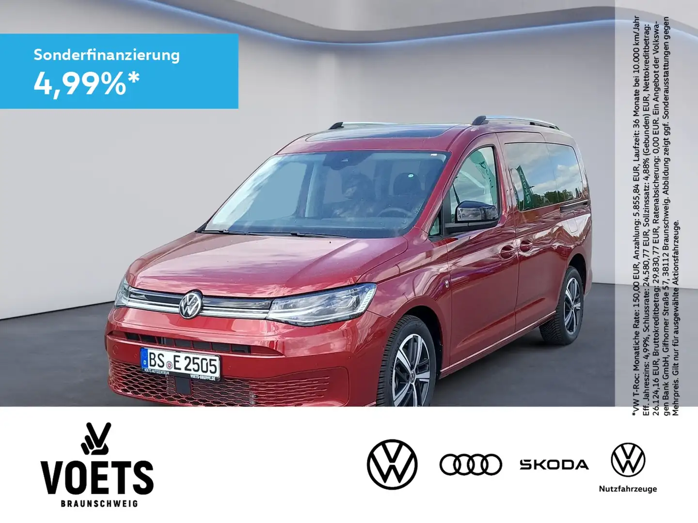 Volkswagen Caddy Maxi Goal 2.0 TDI DSG AHK+TravelAssist Rot - 1