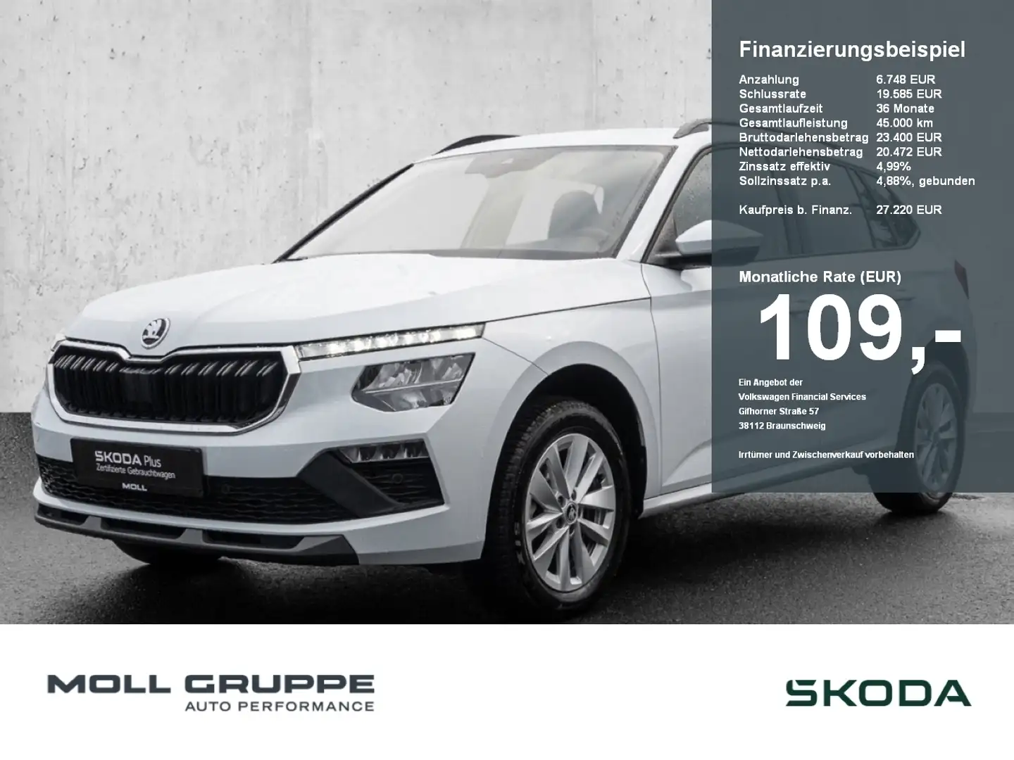 Skoda Kamiq 1.5 TSI DSG Selection ACC KAM KLIMAA. Weiß - 1