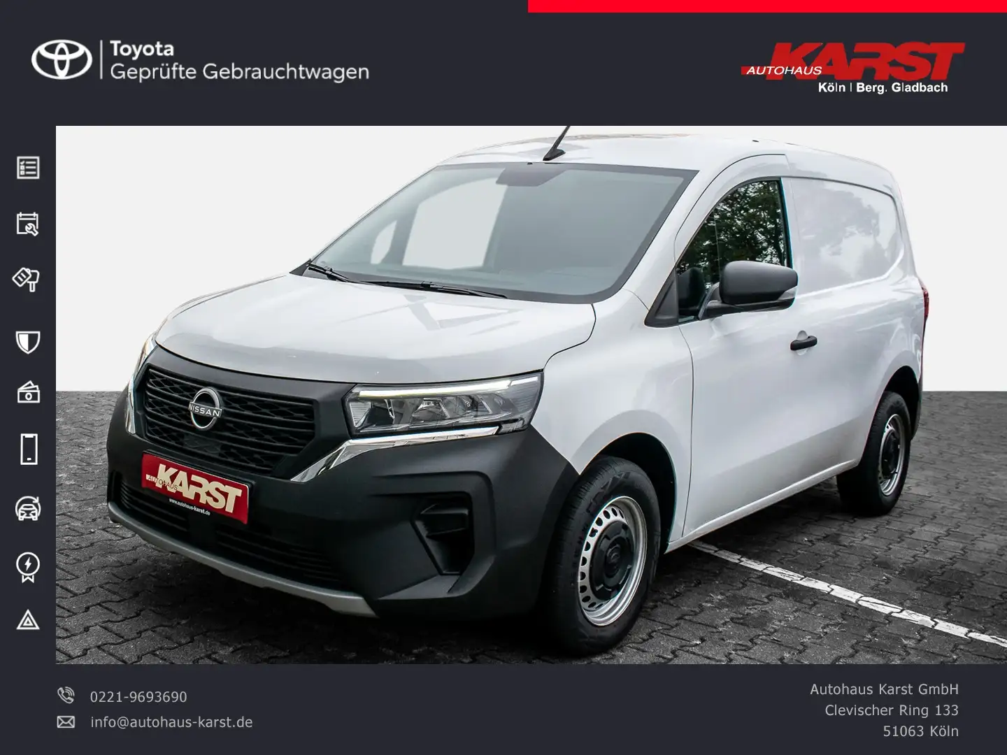 Nissan Townstar Kasten L1 Visia Klima, 3000 KM Original Wit - 1