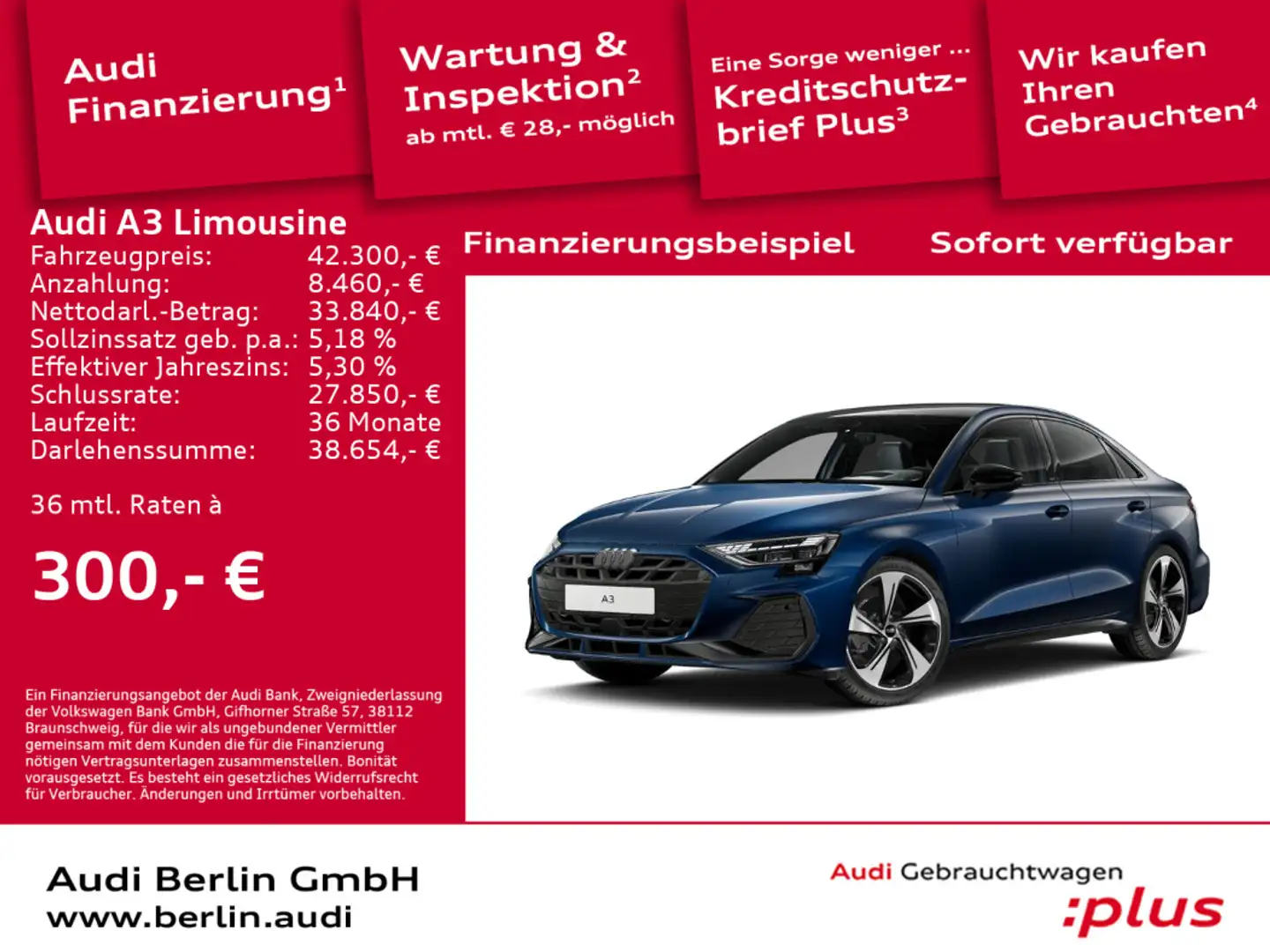 Audi A3 S line 35 TFSI S tronic Bleu - 1