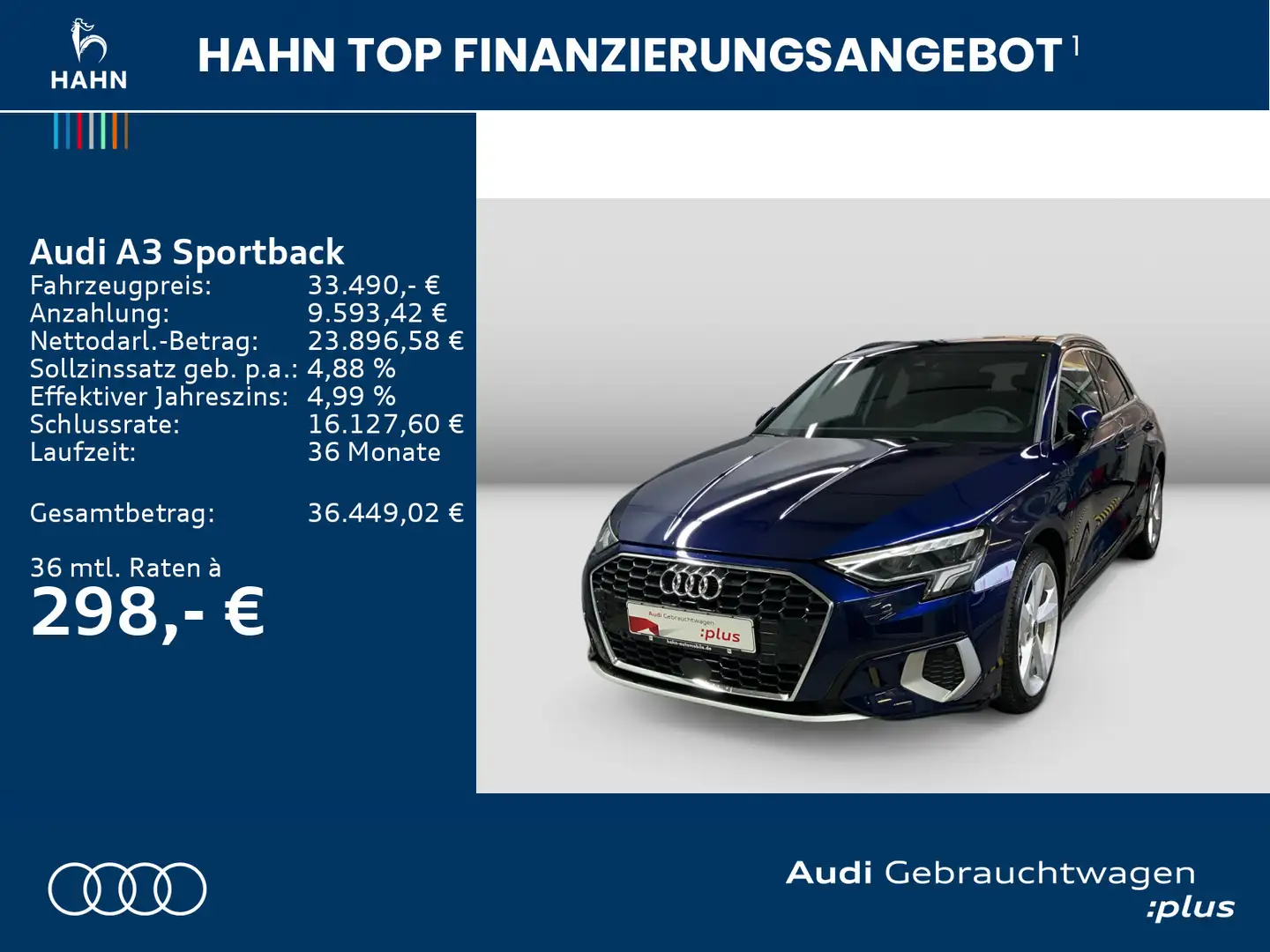 Audi A3 40 TFSIe advanced AHK Virtual Busin Blau - 2
