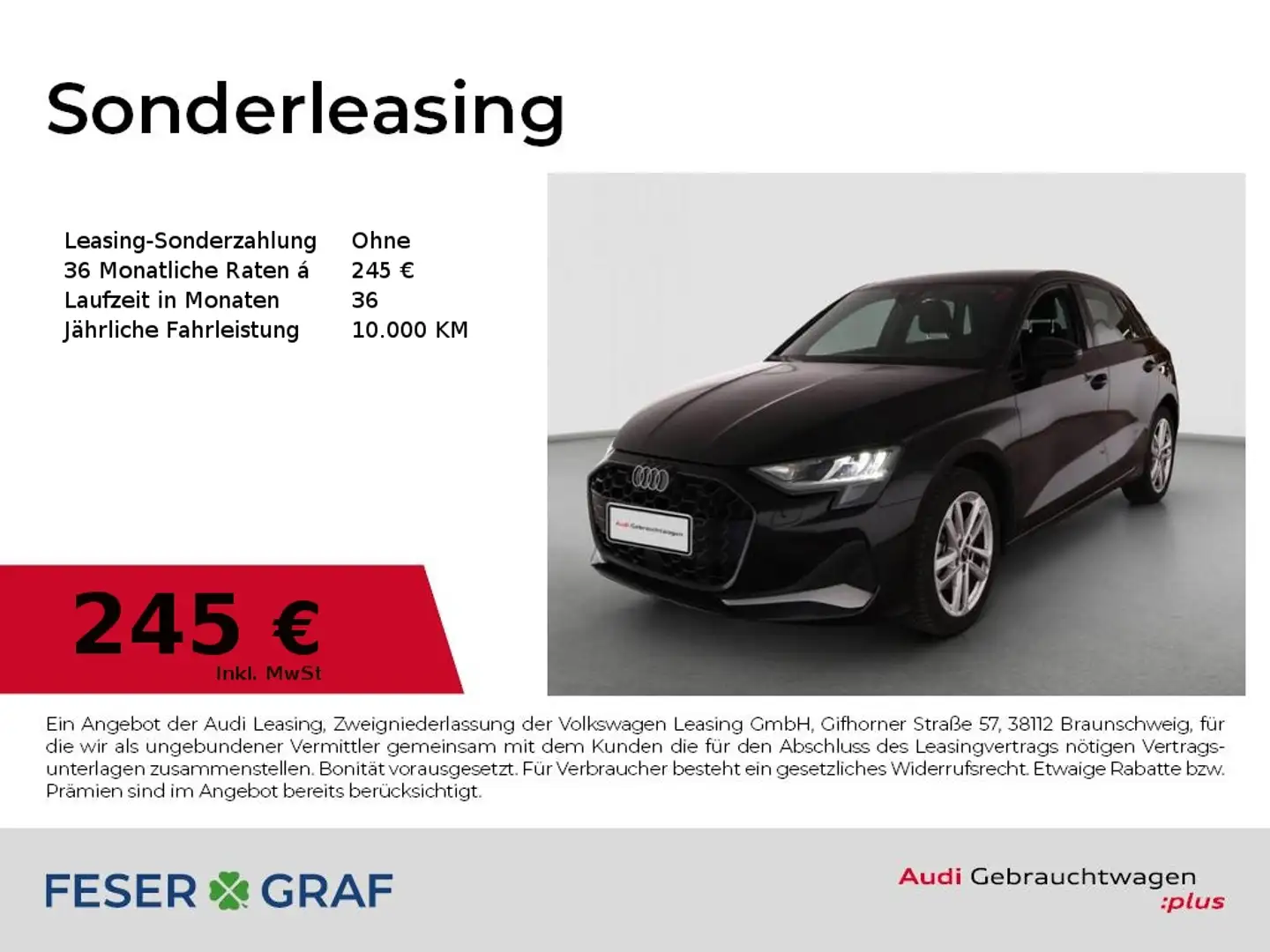 Audi A3 Advanced 30TFSI Navi+/SHZ/AHK/VC+/GRA Schwarz - 1