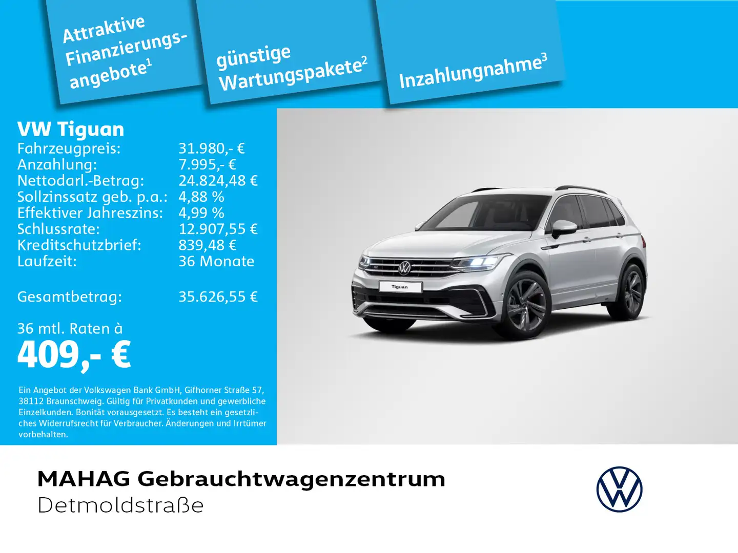 Volkswagen Tiguan 1.5 TSI R-Line AHK LED Navi ParkAssist Re Silber - 1