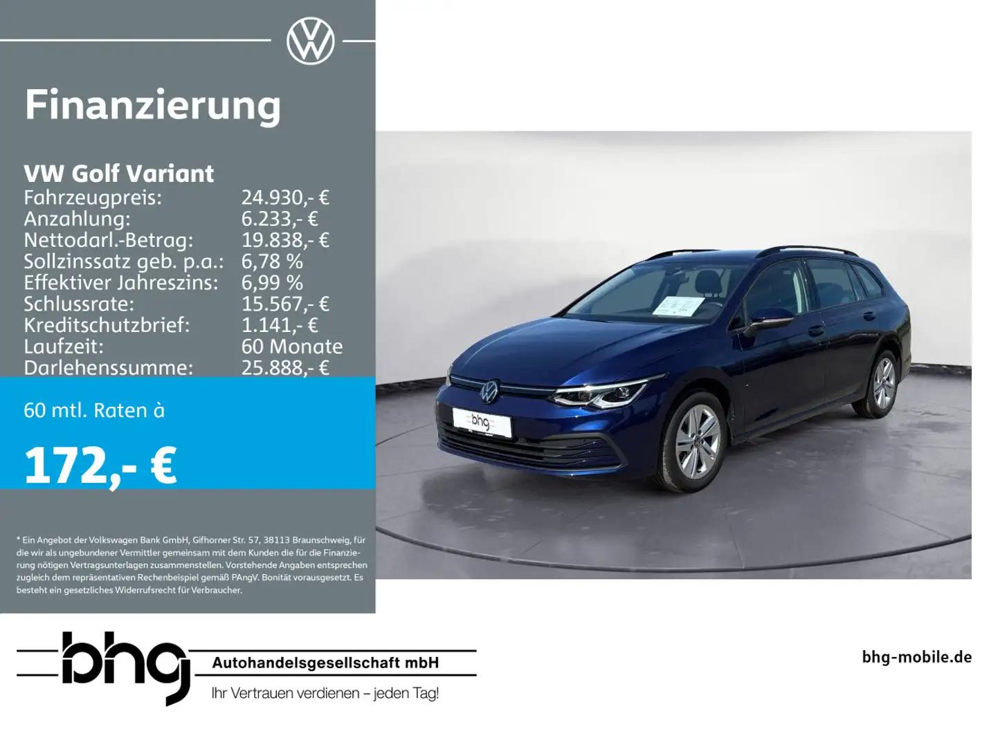 Volkswagen Golf Variant 1.5 eTSI LIFE DSG SHZ LED-PLUS ACC Bleu - 1