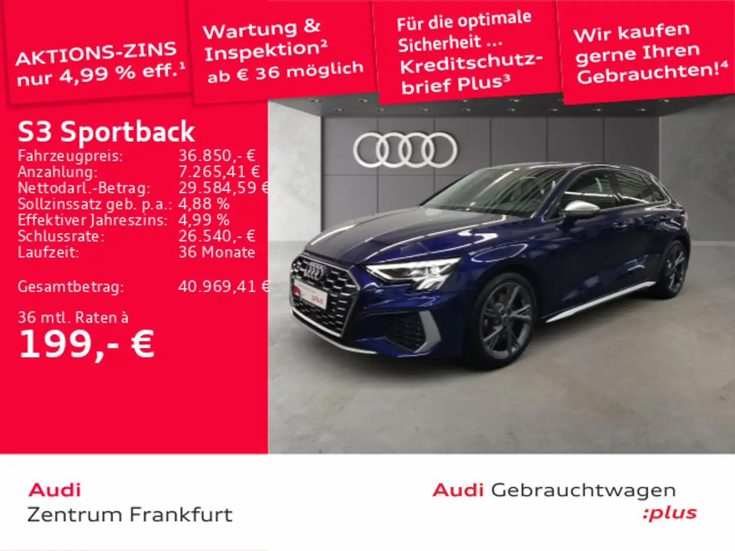 Audi S3 TFSI quattro S tronic LED Navi DAB Синий - 1