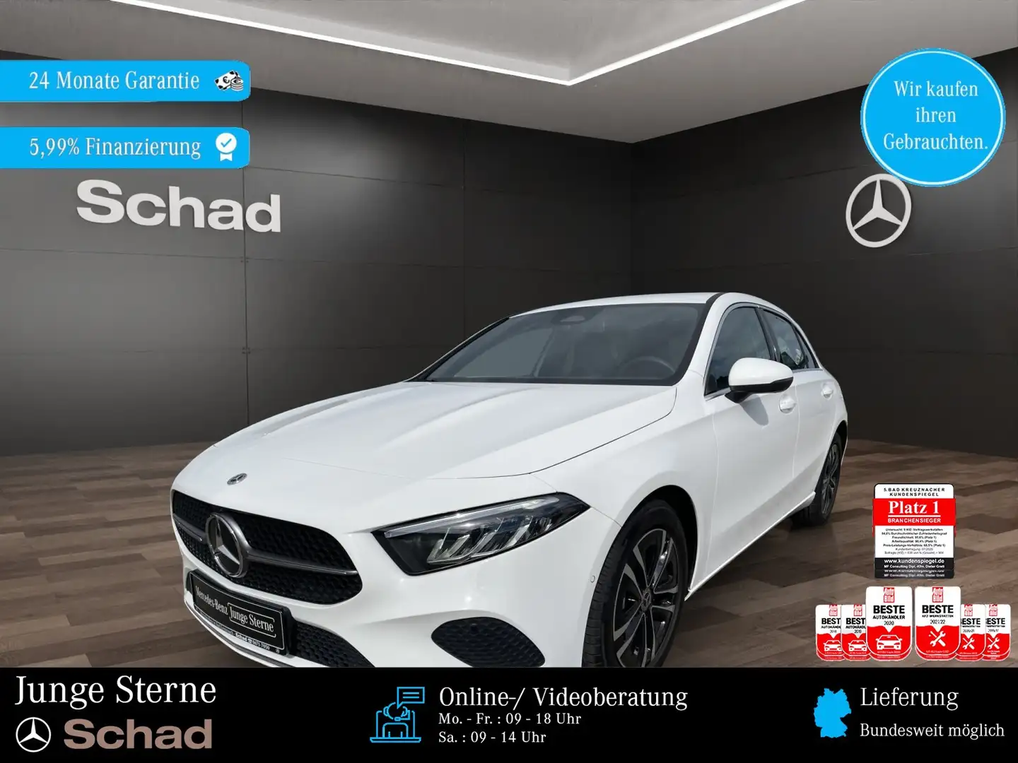 Mercedes-Benz A 200 A 200 PROGR+MBUX+AHK+LED+ASSIST+SHZ+LEDER+KAMERA Wit - 1