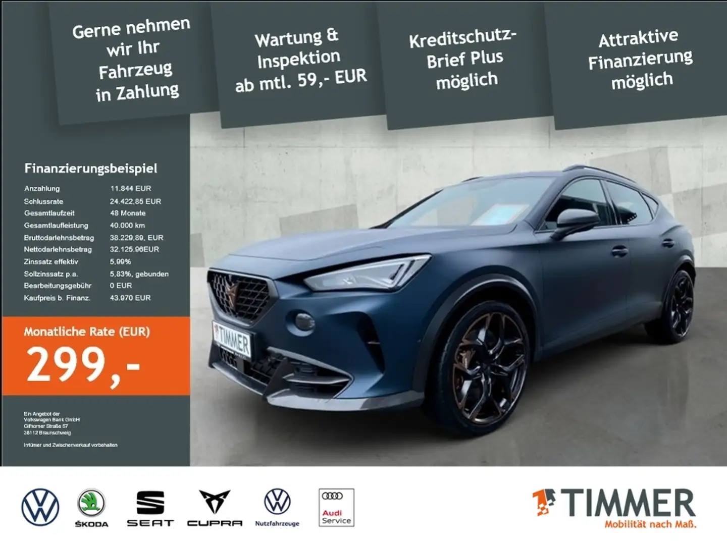 CUPRA Formentor VZ5 VZ5 2.5TSI 390PS DSG 4x4*SCHALE*MATT*CARBON*BEATS Blau - 1