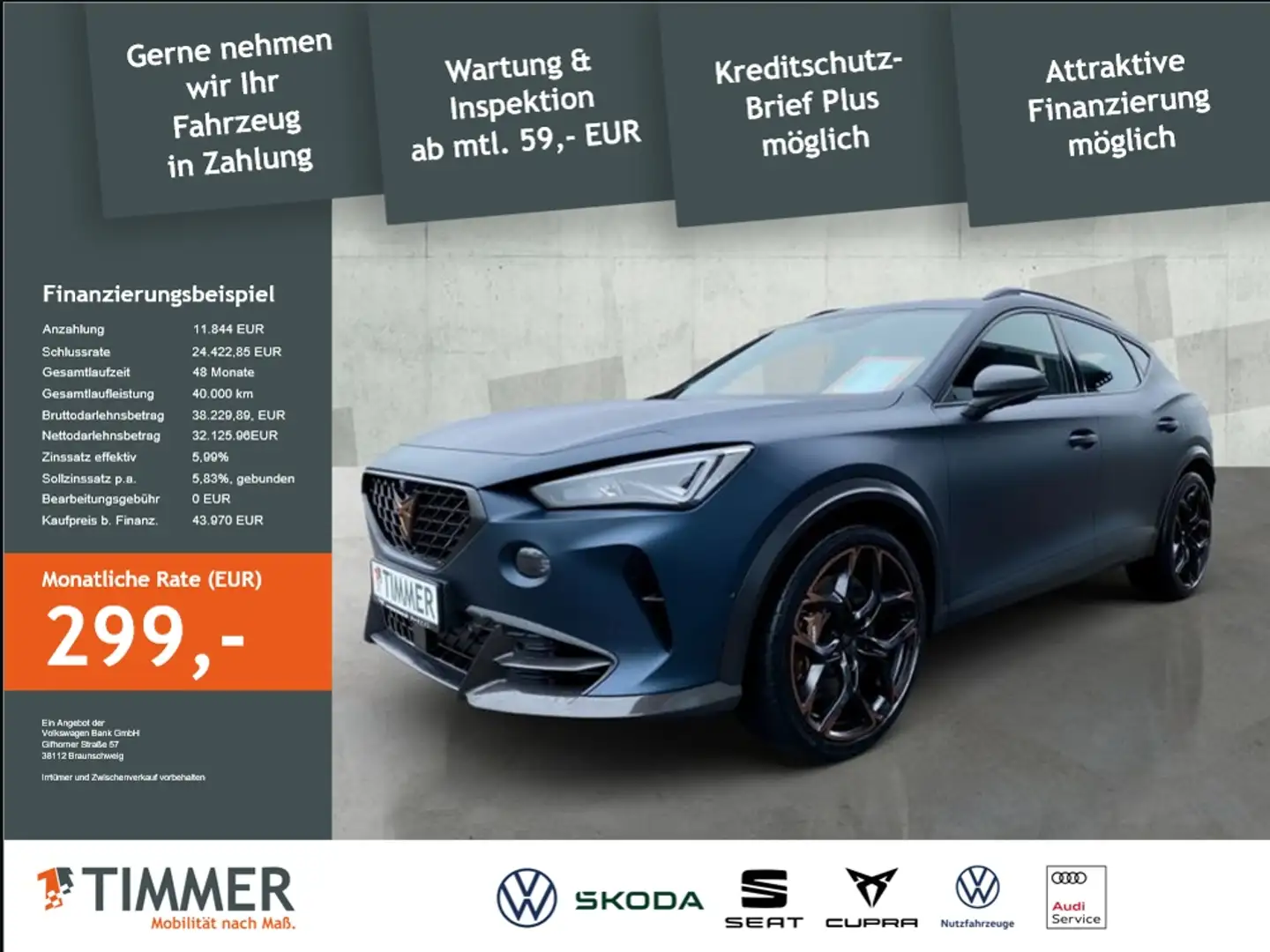 CUPRA Formentor VZ5 VZ5 2.5TSI 390PS DSG 4x4*SCHALE*MATT*CARBON*BEATS Blau - 2