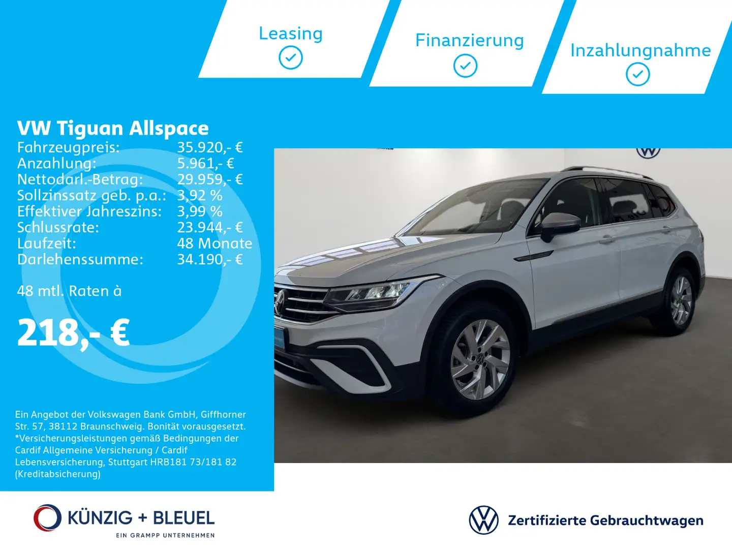 Volkswagen Tiguan Allspace Life 2,0 TDI DSG*Nav*AHK*LED*ACC Blanc - 1