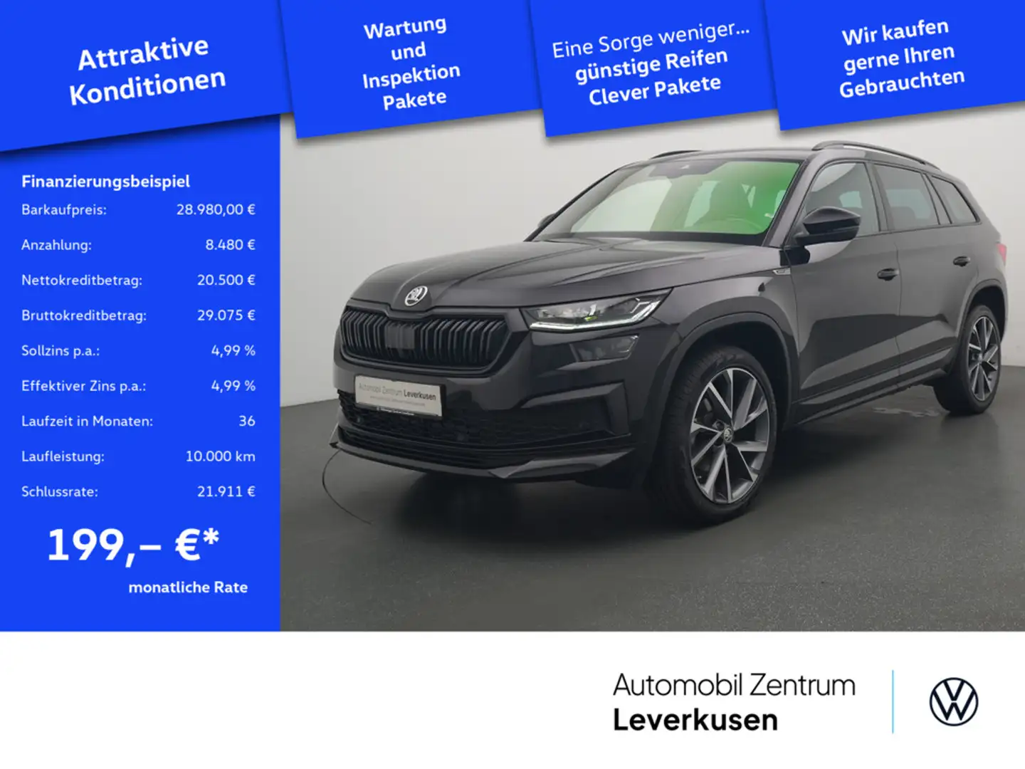 Skoda Kodiaq Sportline DSG 4xSHZ CARPLAY KAM LED PDC Schwarz - 1