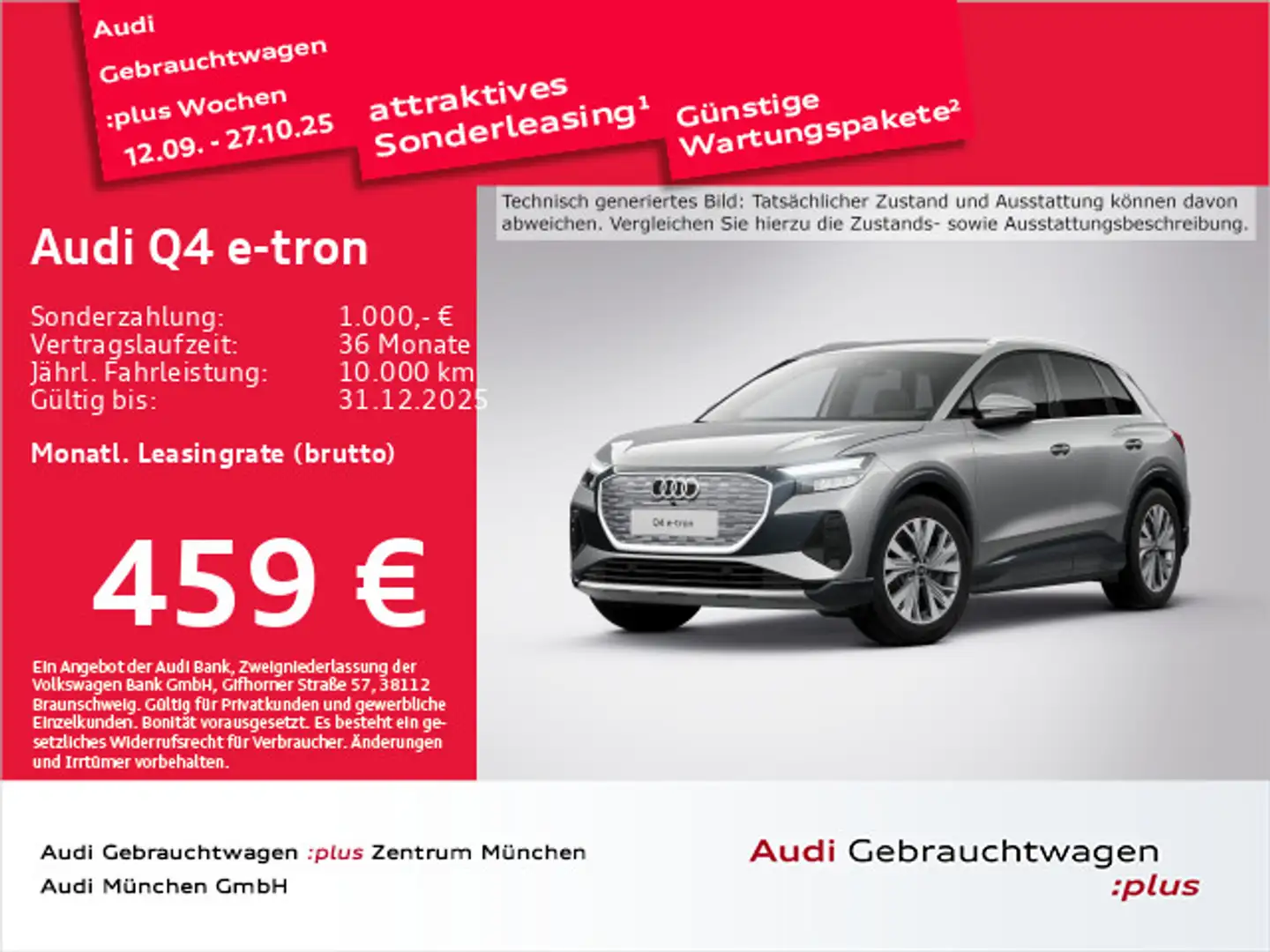 Audi Q4 e-tron 45 qu. advanced Wärmep./Leder/Navi+ Grau - 1