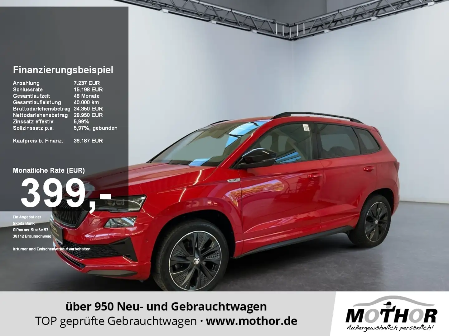 Skoda Karoq Sportline 2.0 TDI DSG Panoramaschiebedach Rot - 1