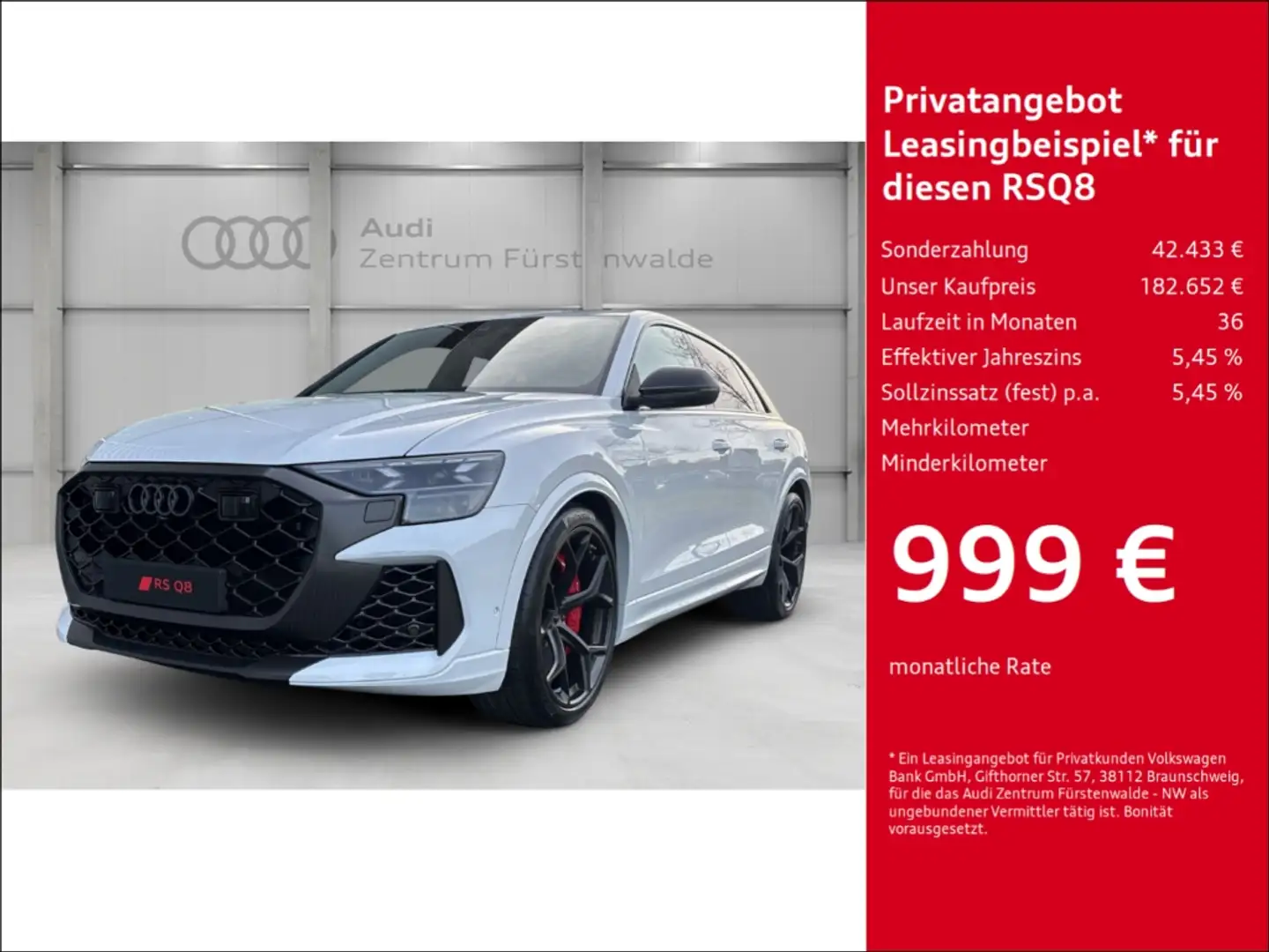 Audi RS Q8 performance tiptronic+Keramik+AHZ+Panodach+305Vmax Blanc - 1