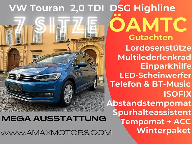 Volkswagen Touran Highline 2,0 SCR TDI,  7Sitze AHK 1.Besitz, ÖAM...
