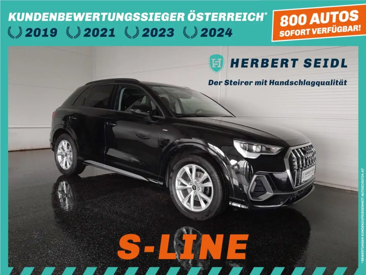 Audi Q3 S-LINE 35 TDI Aut *VOLL-LED / NAVI / VIRTUELL / VOLLLEDER / TEMPOMAT / 2 ZONEN KLIMA / E-KLAPPE* Schwarz - 1