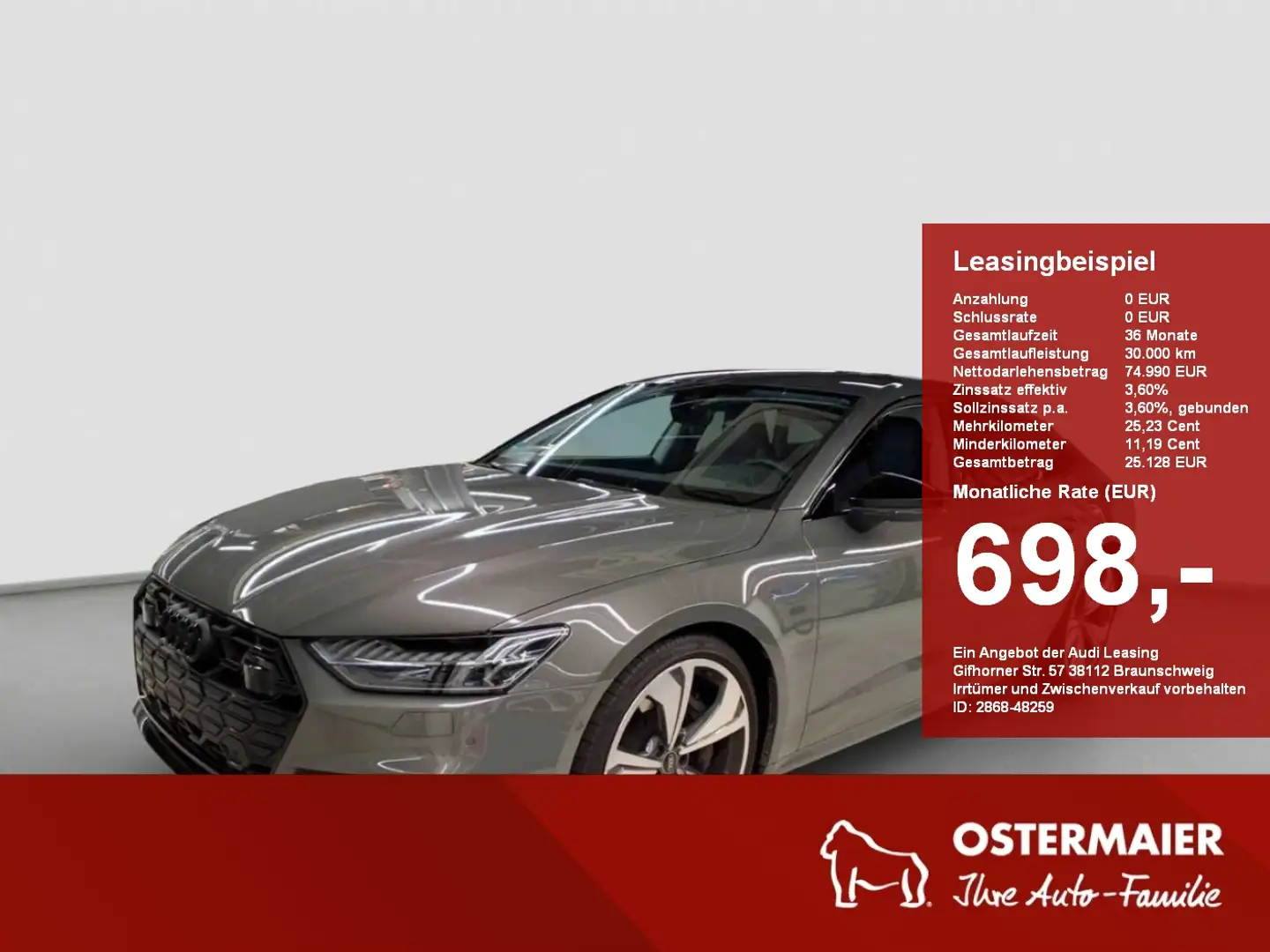 Audi S7 Sportback TDI 344PS QUATTRO NP:108tEUR! AHK.B&O.HD Gris - 1