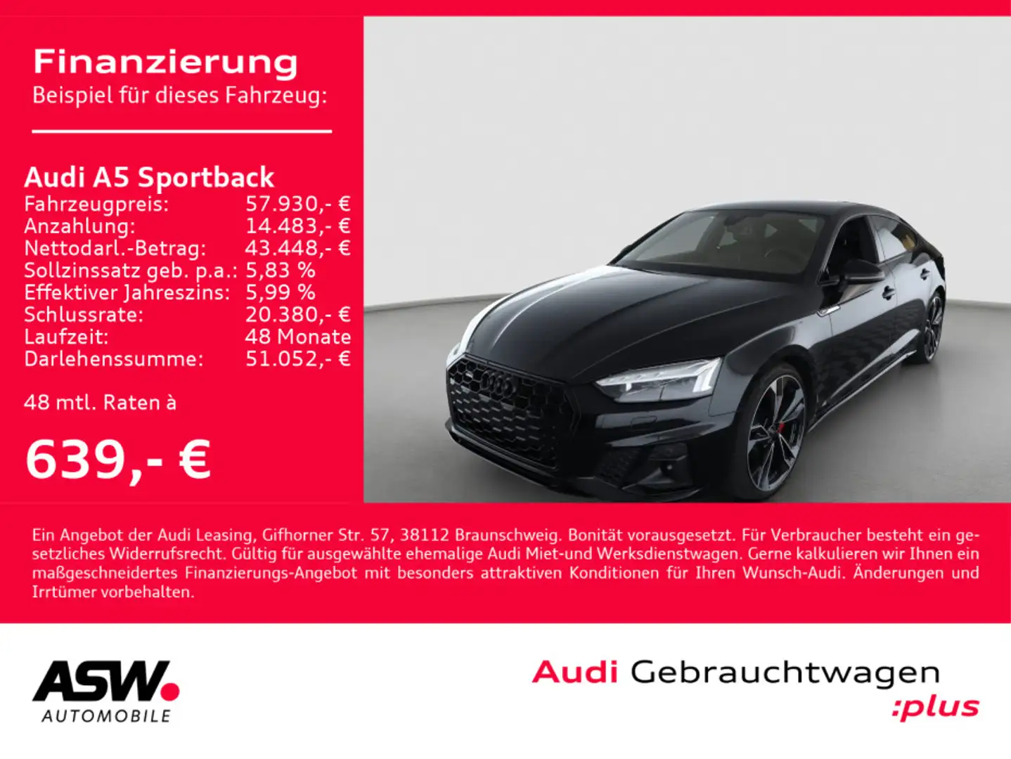 Audi A5 S line 40TDI quattr Navi Matrix AHK Zwart - 1